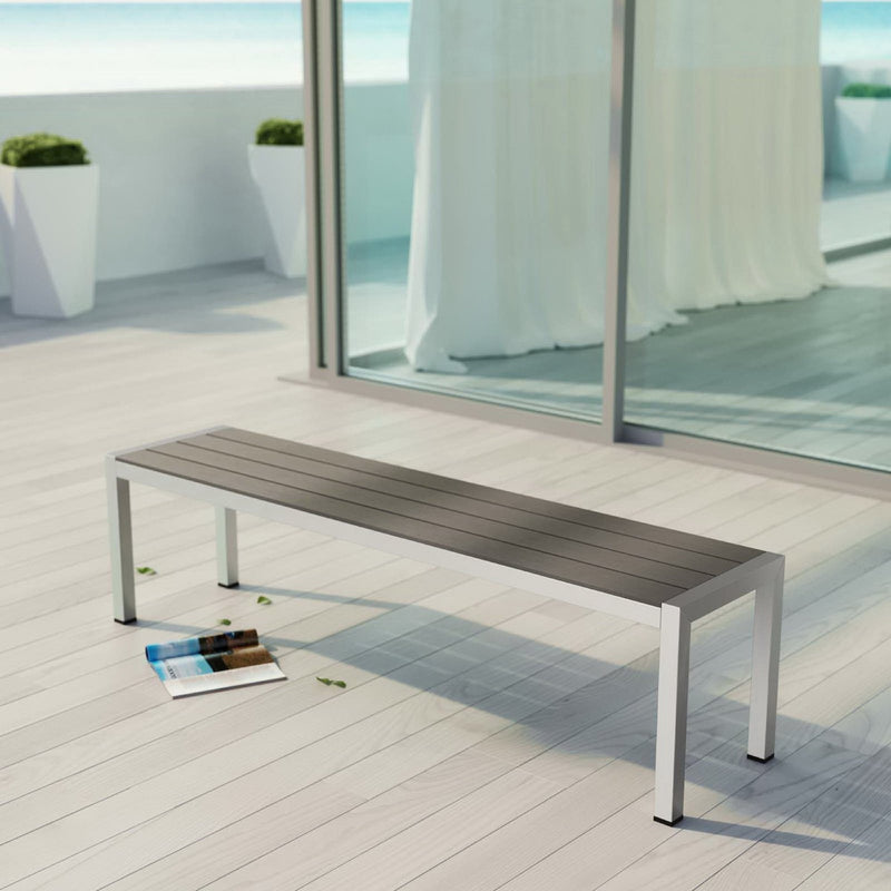 Shore Outdoor Patio Aluminum Bench by Modway, photo 4 of 4