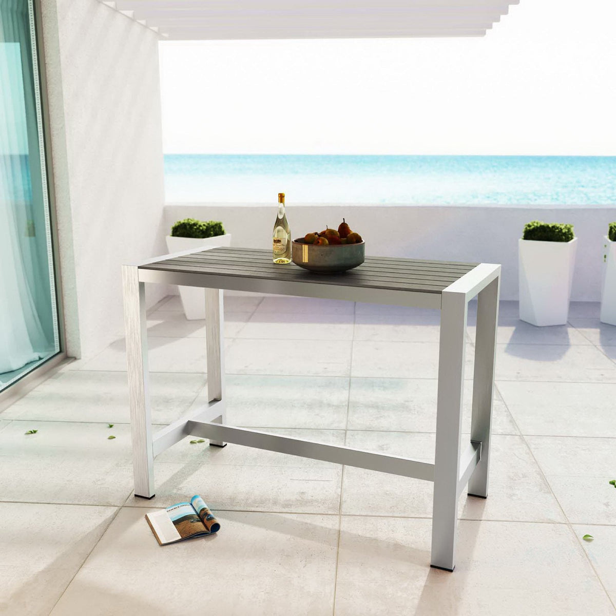 Shore Outdoor Patio Aluminum Rectangle Bar Table by Modway, photo 4 of 4