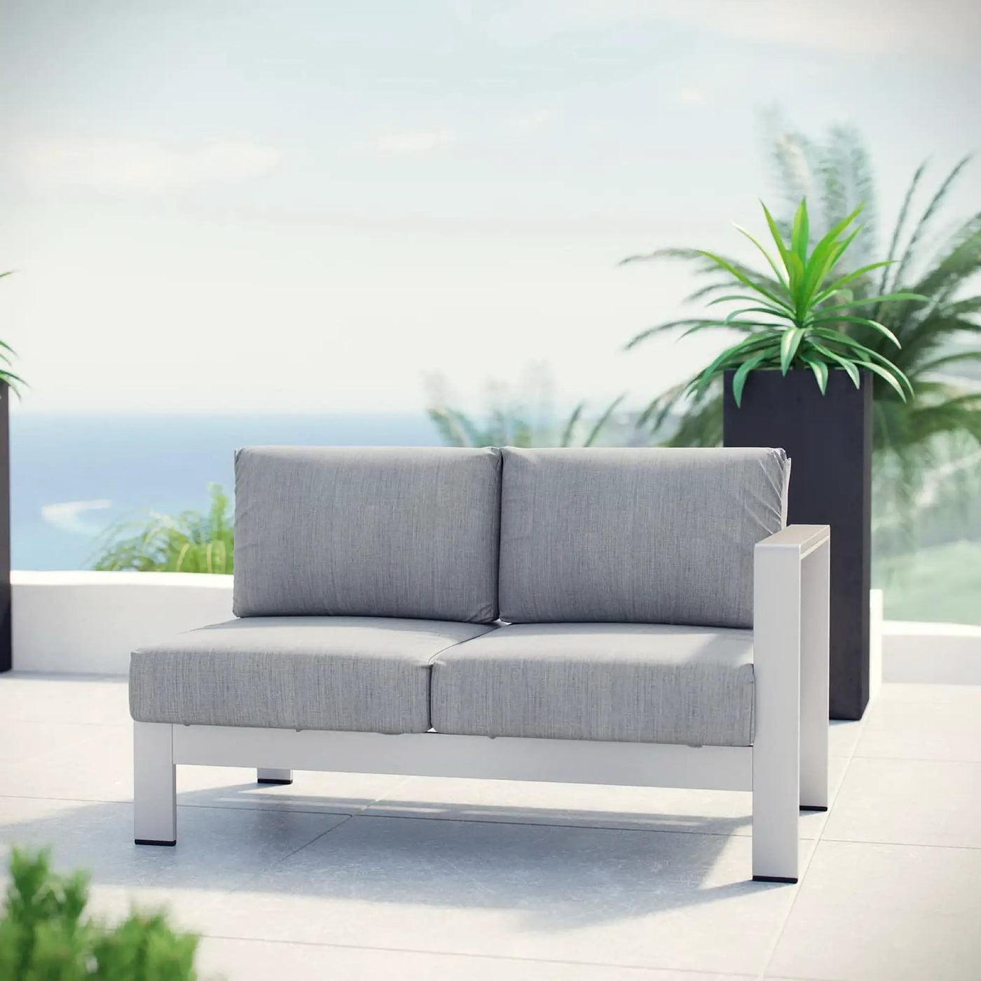 Shore Right-Arm Corner Sectional Outdoor Patio Aluminum Loveseat by HouseOfZazla