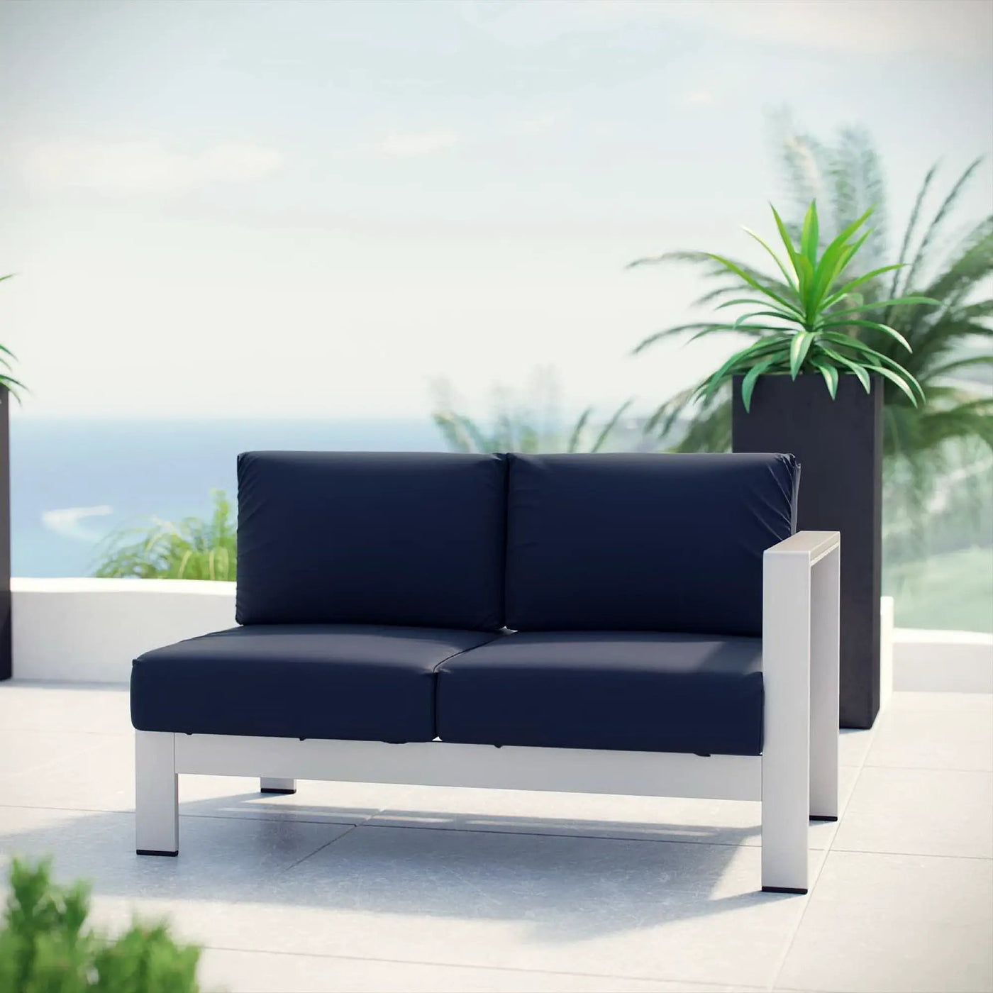 Shore Right-Arm Corner Sectional Outdoor Patio Aluminum Loveseat by HouseOfZazla