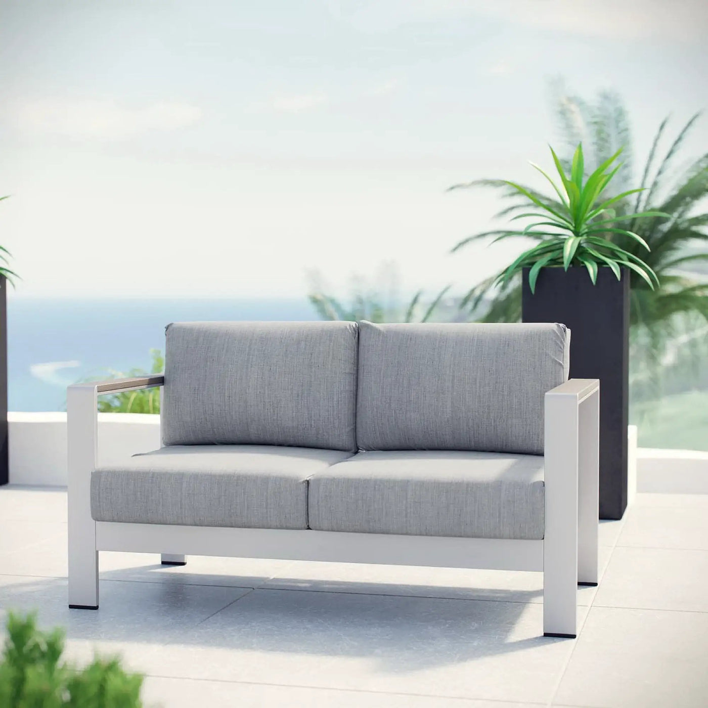 Shore Outdoor Patio Aluminum Loveseat by Modway by HouseOfZazla