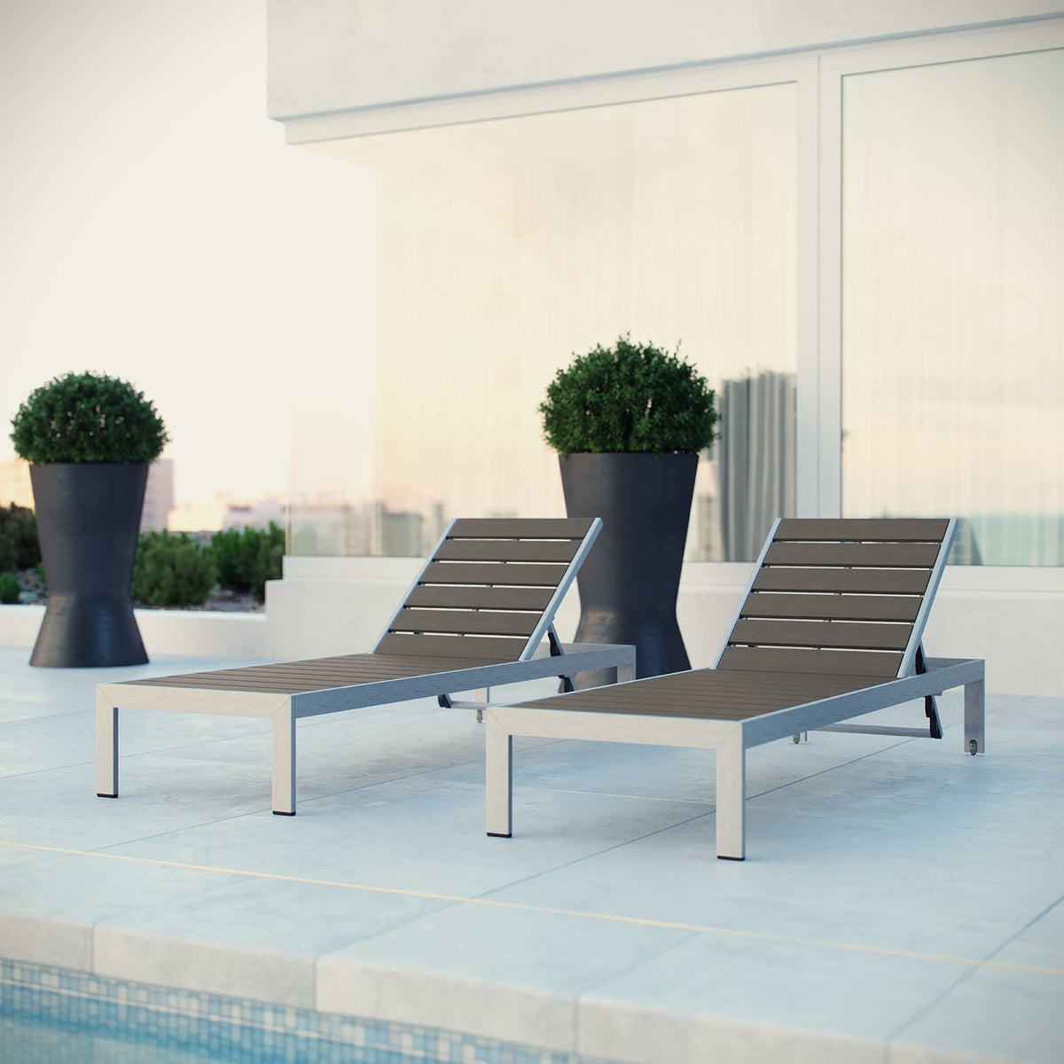 Shore Outdoor Patio Aluminum Chaise Set of 2 by Modway - EEI-2467, photo 5 of 5