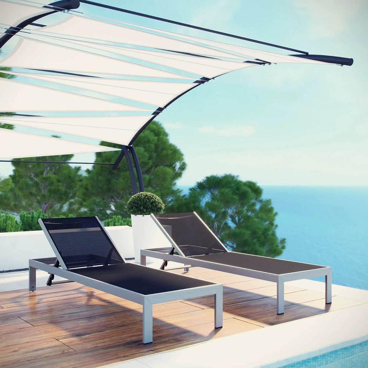 Shore Outdoor Patio Aluminum Chaise Set of 2 by Modway by HouseOfZazla