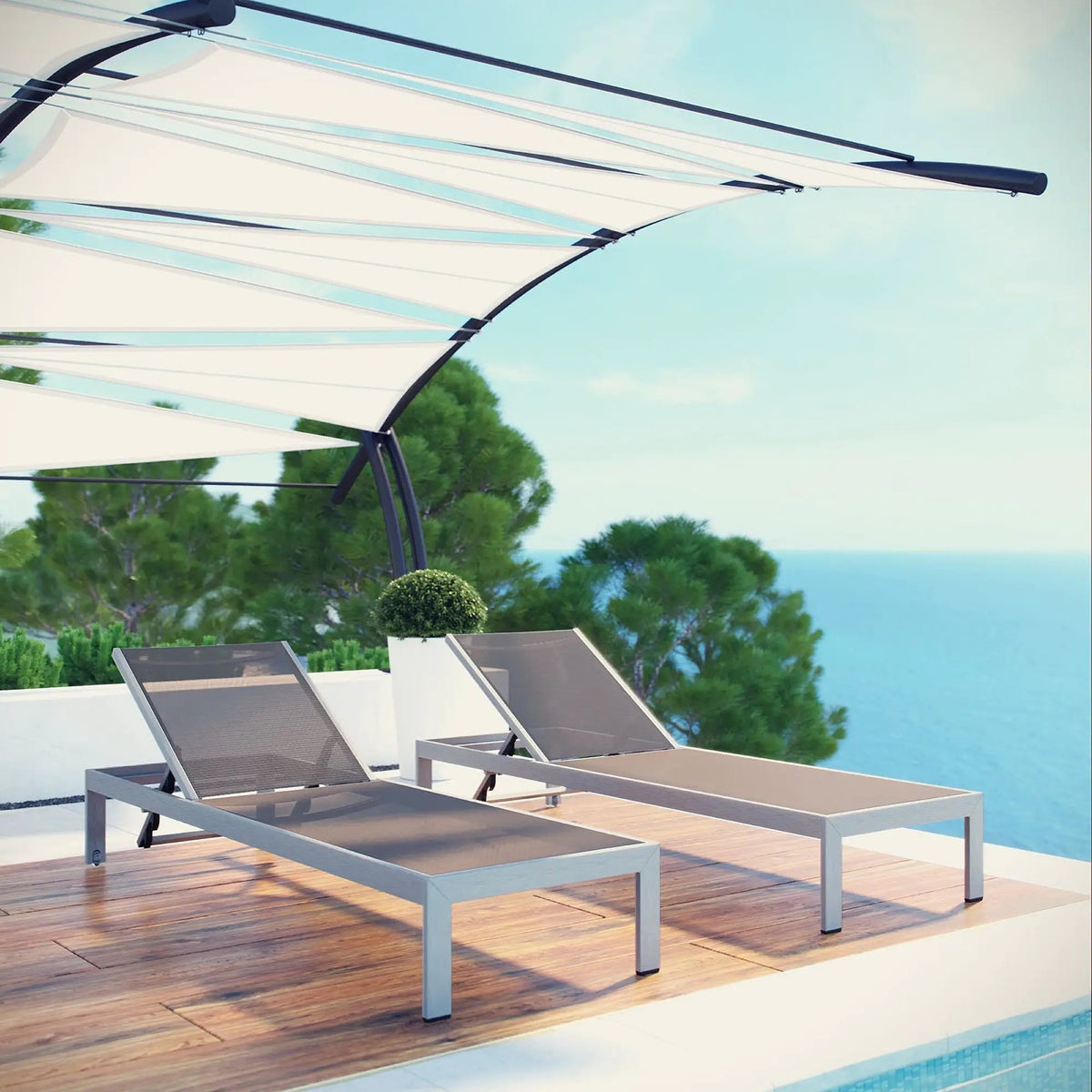 Shore Outdoor Patio Aluminum Chaise Set of 2 by Modway by HouseOfZazla