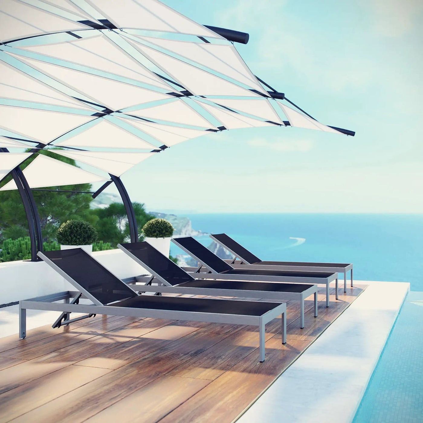 Shore Outdoor Patio Aluminum Chaise Set of 4 by Modway by HouseOfZazla