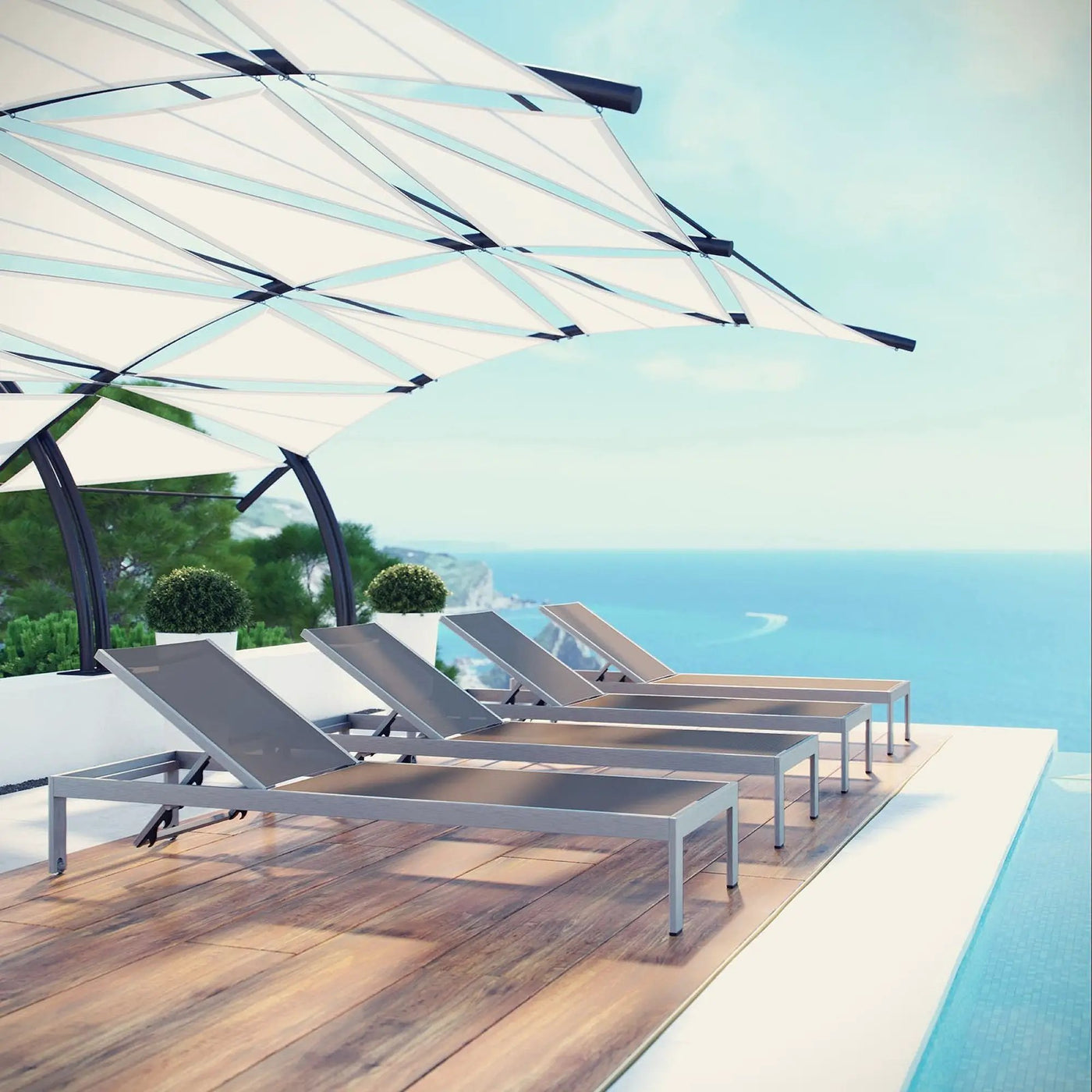 Shore Outdoor Patio Aluminum Chaise Set of 4 by Modway by HouseOfZazla