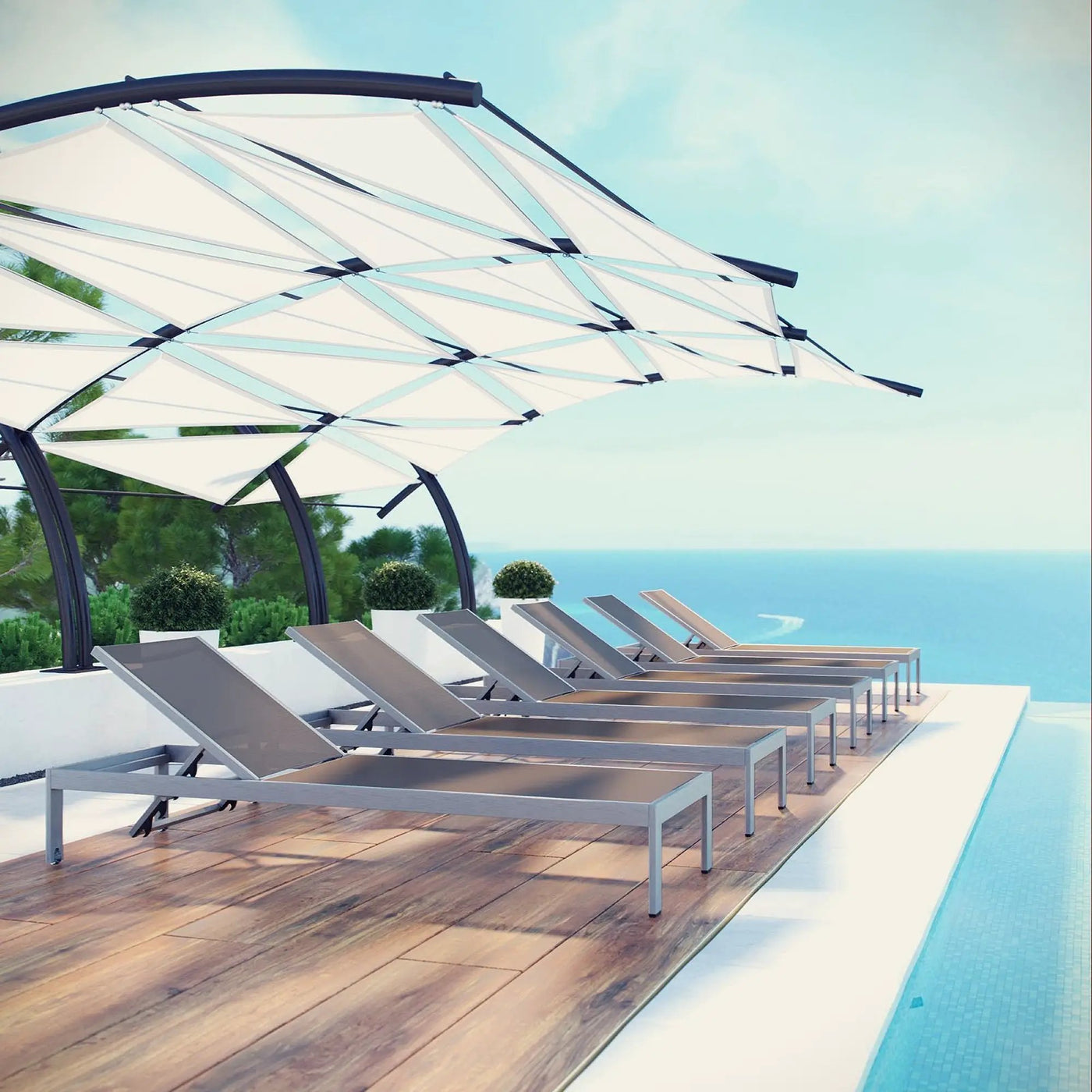 Shore Outdoor Patio Aluminum Chaise Set of 6 by Modway by HouseOfZazla