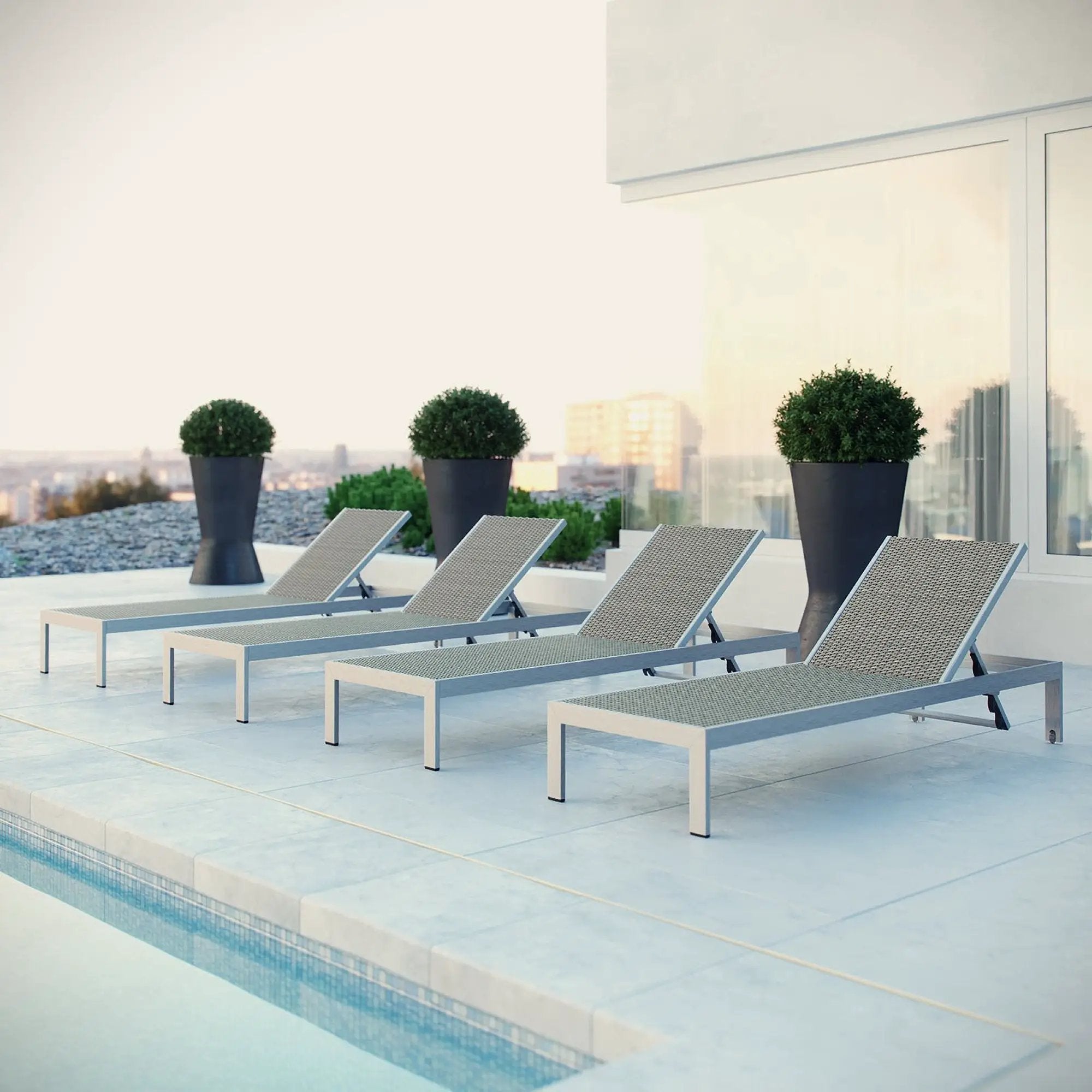 Shore Outdoor Patio Aluminum Chaise Set of 4 by Modway by HouseOfZazla