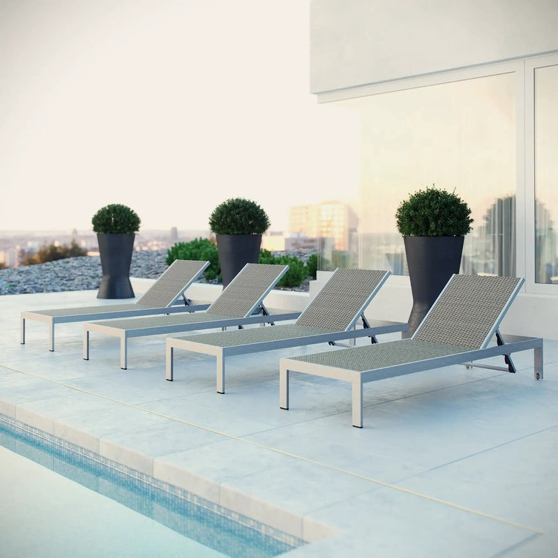 Shore Outdoor Patio Aluminum Chaise Set of 4 by Modway by HouseOfZazla