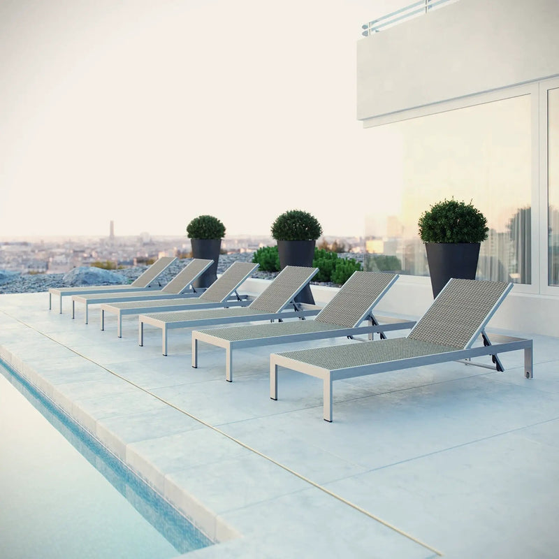 Shore Outdoor Patio Aluminum Chaise Set of 6 by Modway by HouseOfZazla