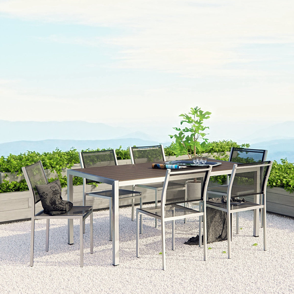 Shore 7 Piece Outdoor Patio Aluminum Dining Set by Modway, photo 7 of 22