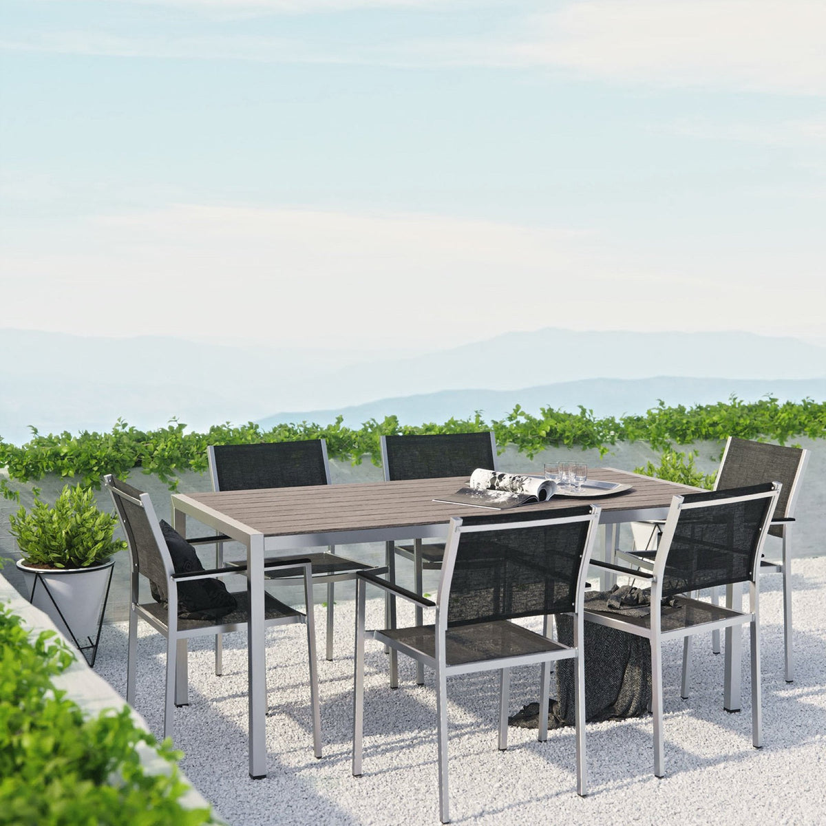 Shore 7 Piece Outdoor Patio Aluminum Dining Set by Modway, photo 14 of 22