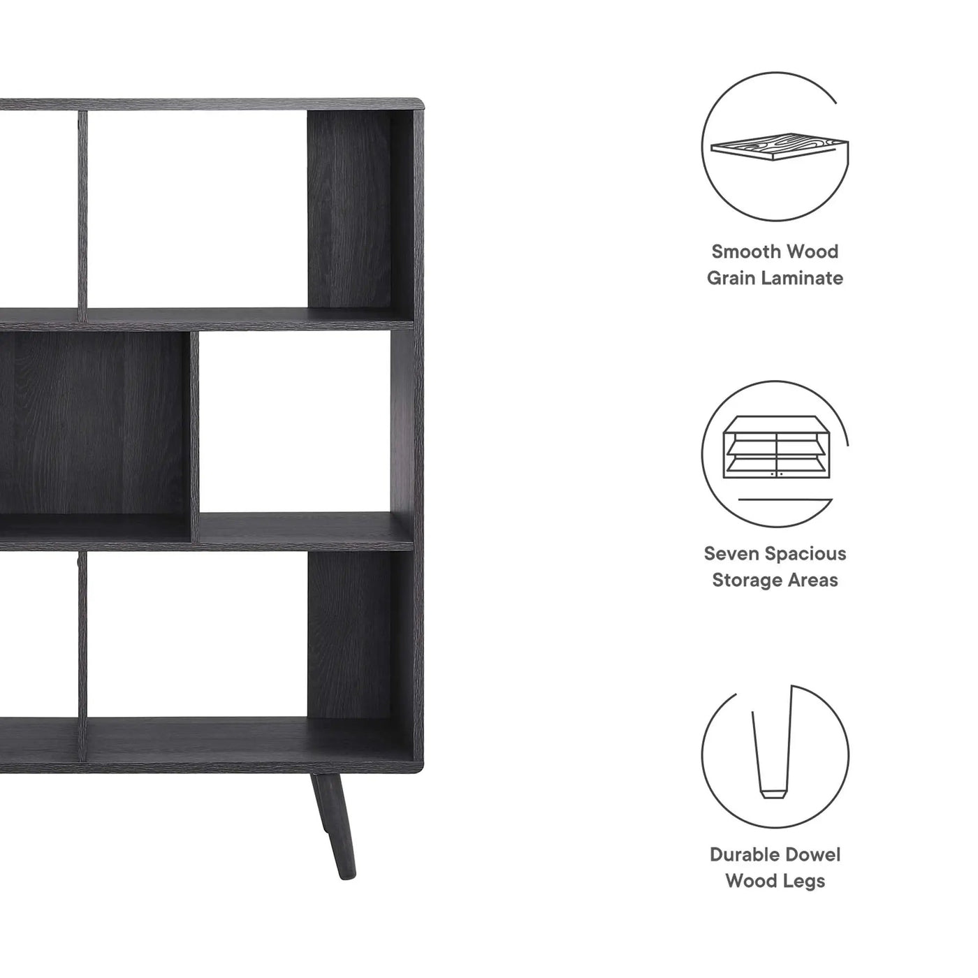 Transmit 7 Shelf Wood Grain Bookcase by Modway by HouseOfZazla