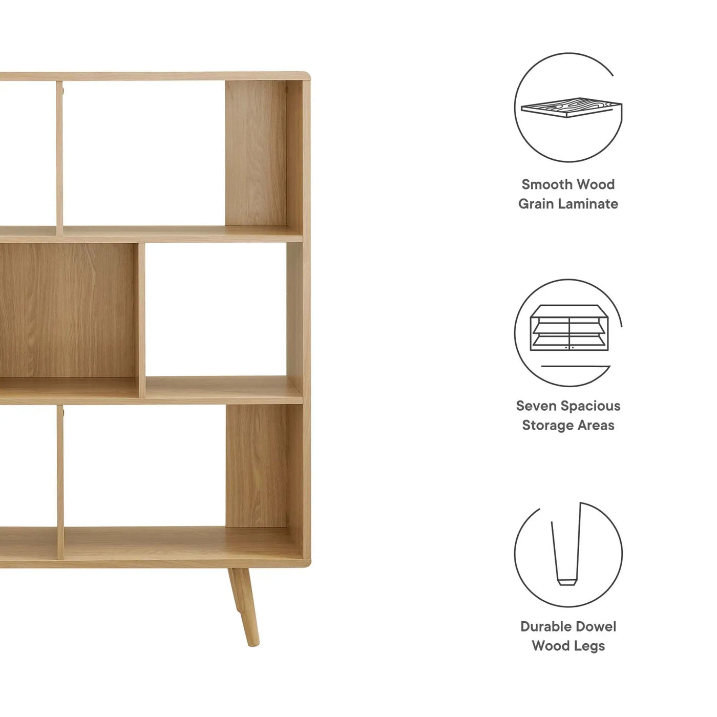 Transmit 7 Shelf Wood Grain Bookcase by Modway by HouseOfZazla