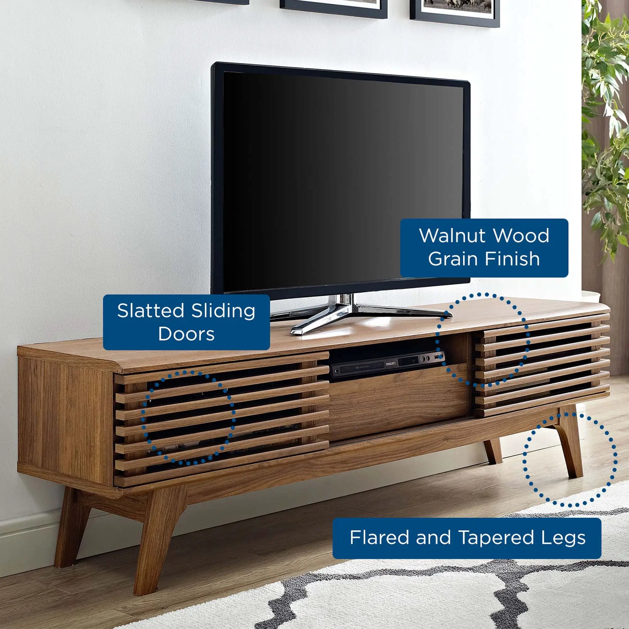 Render 59-Inch Walnut TV Stand by Modway Mid-Century Style by HouseOfZazla