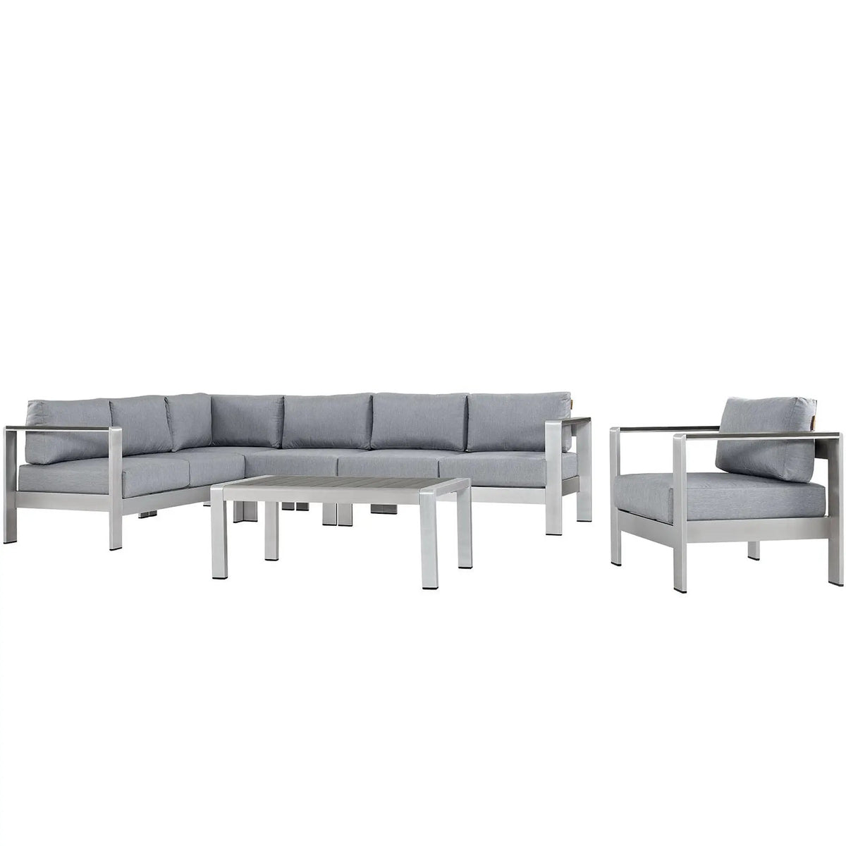 Shore 6 Piece Outdoor Patio Aluminum Sectional Sofa Set by Modway by HouseOfZazla