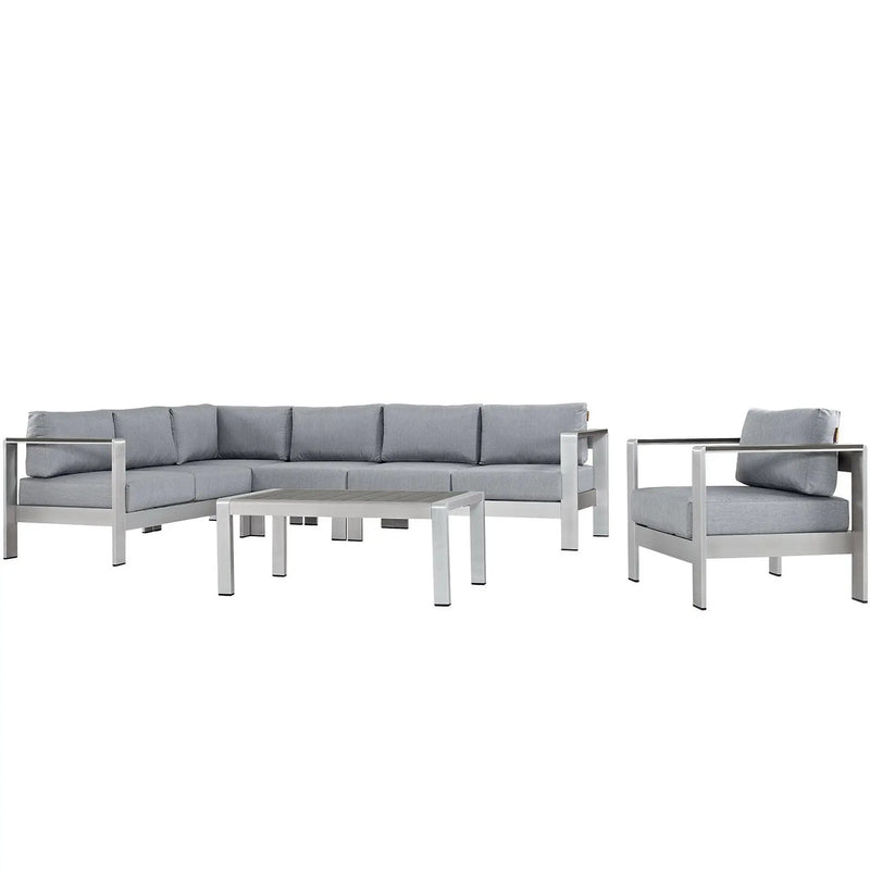 Shore 6 Piece Outdoor Patio Aluminum Sectional Sofa Set by Modway by HouseOfZazla