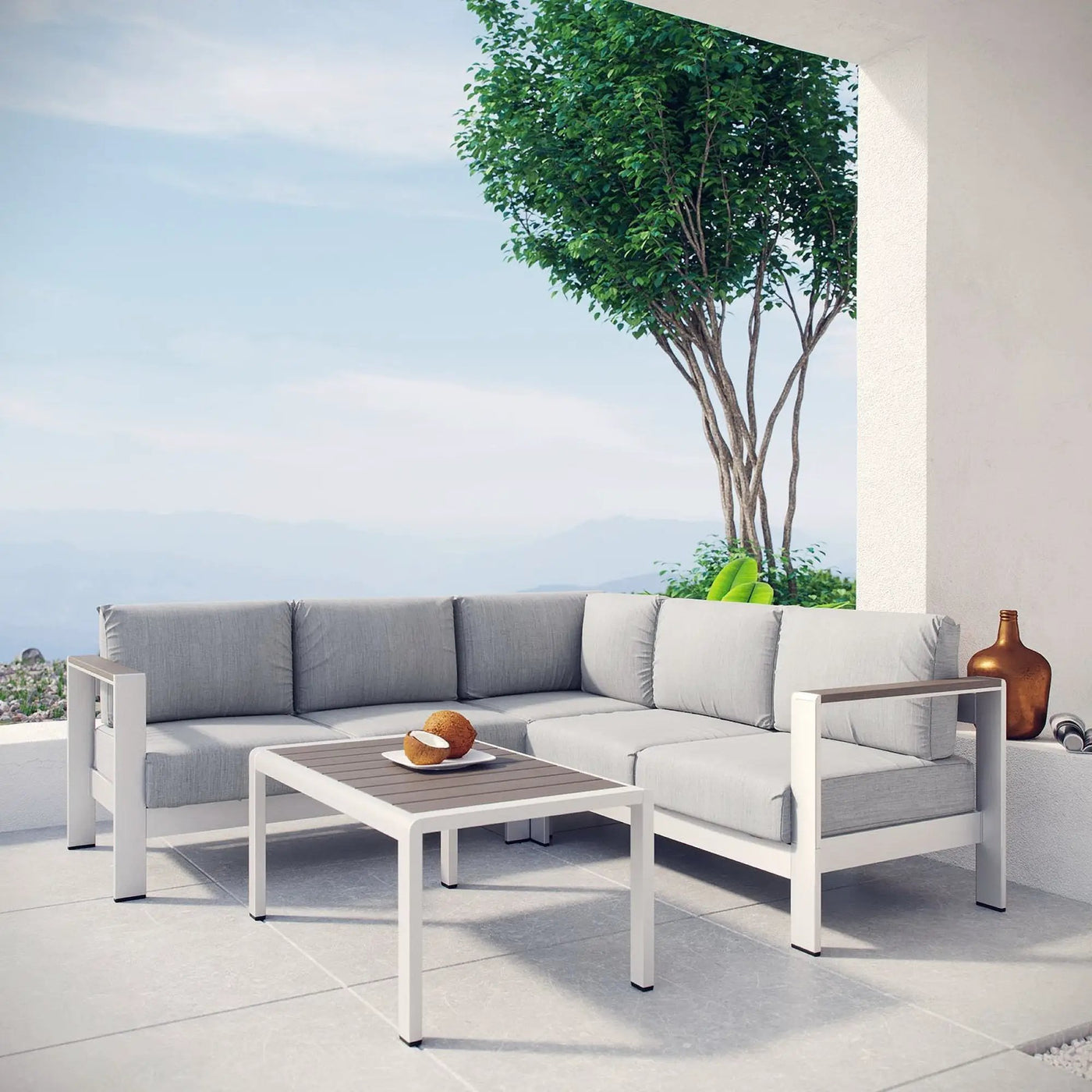Shore 4 Piece Outdoor Patio Aluminum Sectional Sofa Set by Modway by HouseOfZazla