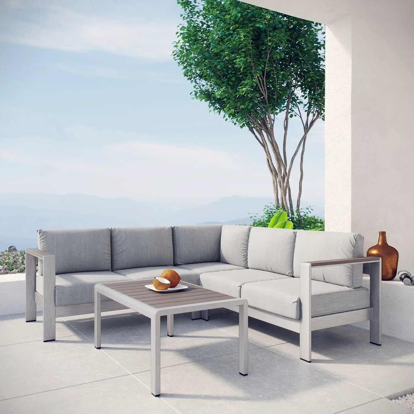 Shore 4 Piece Outdoor Patio Aluminum Sectional Sofa Set by Modway by HouseOfZazla