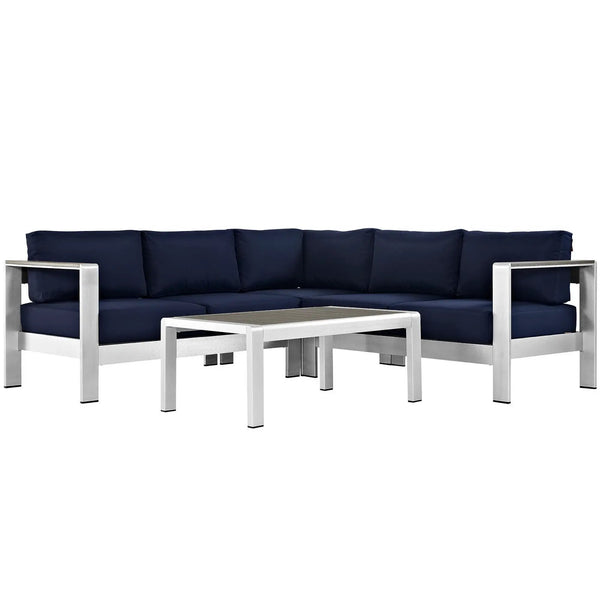 Shore 4 Piece Outdoor Patio Aluminum Sectional Sofa Set by Modway