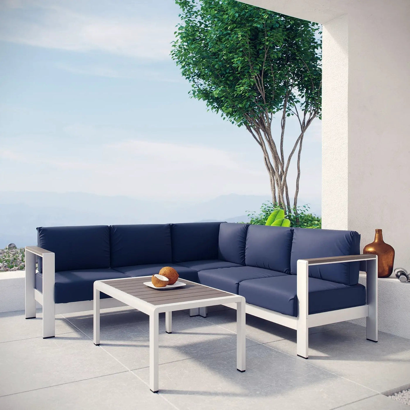 Shore 4 Piece Outdoor Patio Aluminum Sectional Sofa Set by Modway by HouseOfZazla