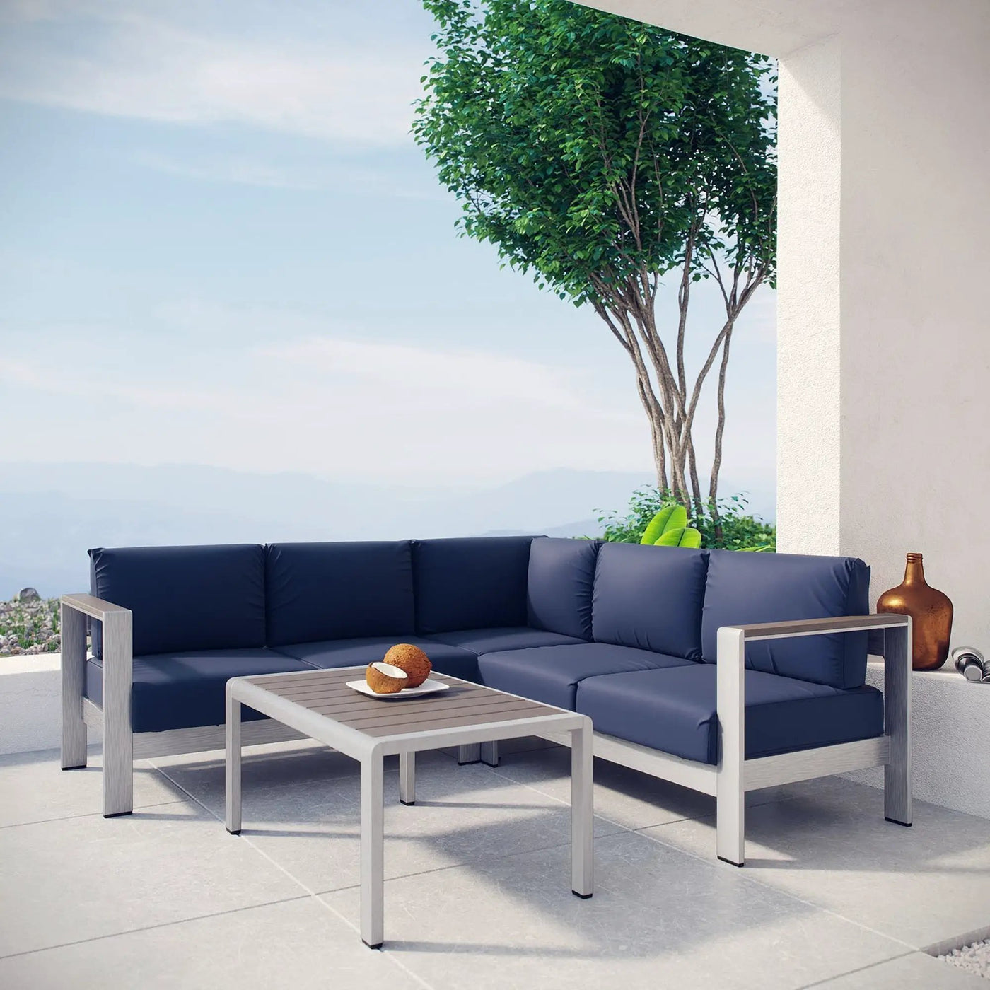 Shore 4 Piece Outdoor Patio Aluminum Sectional Sofa Set by Modway by HouseOfZazla