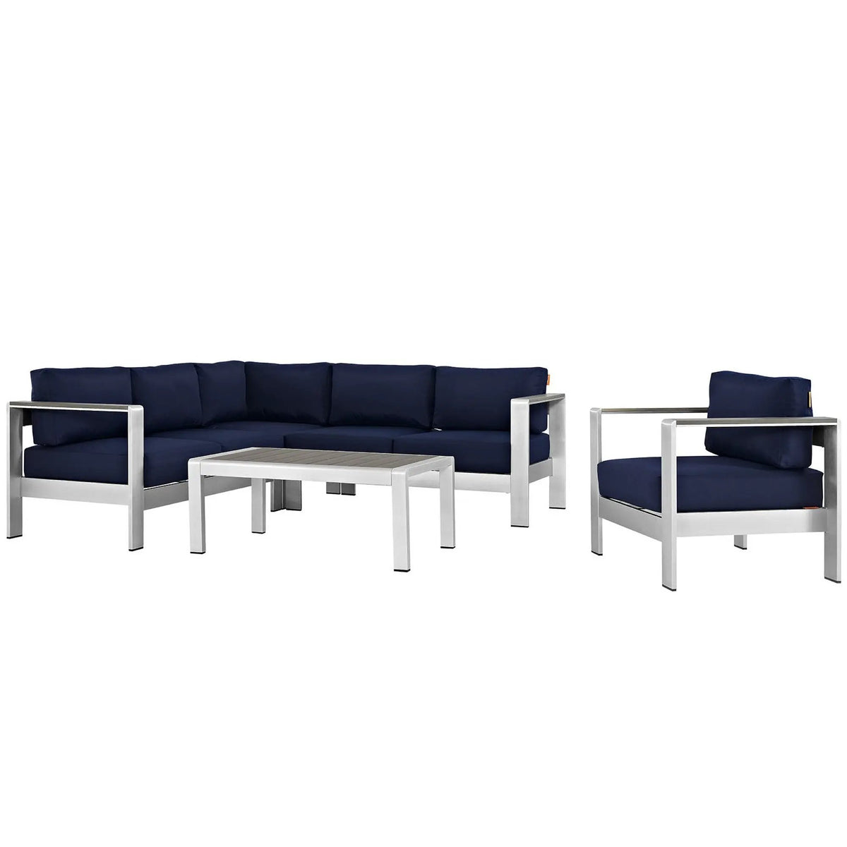 Shore 5 Piece Outdoor Patio Aluminum Sectional Sofa Set by Modway by HouseOfZazla