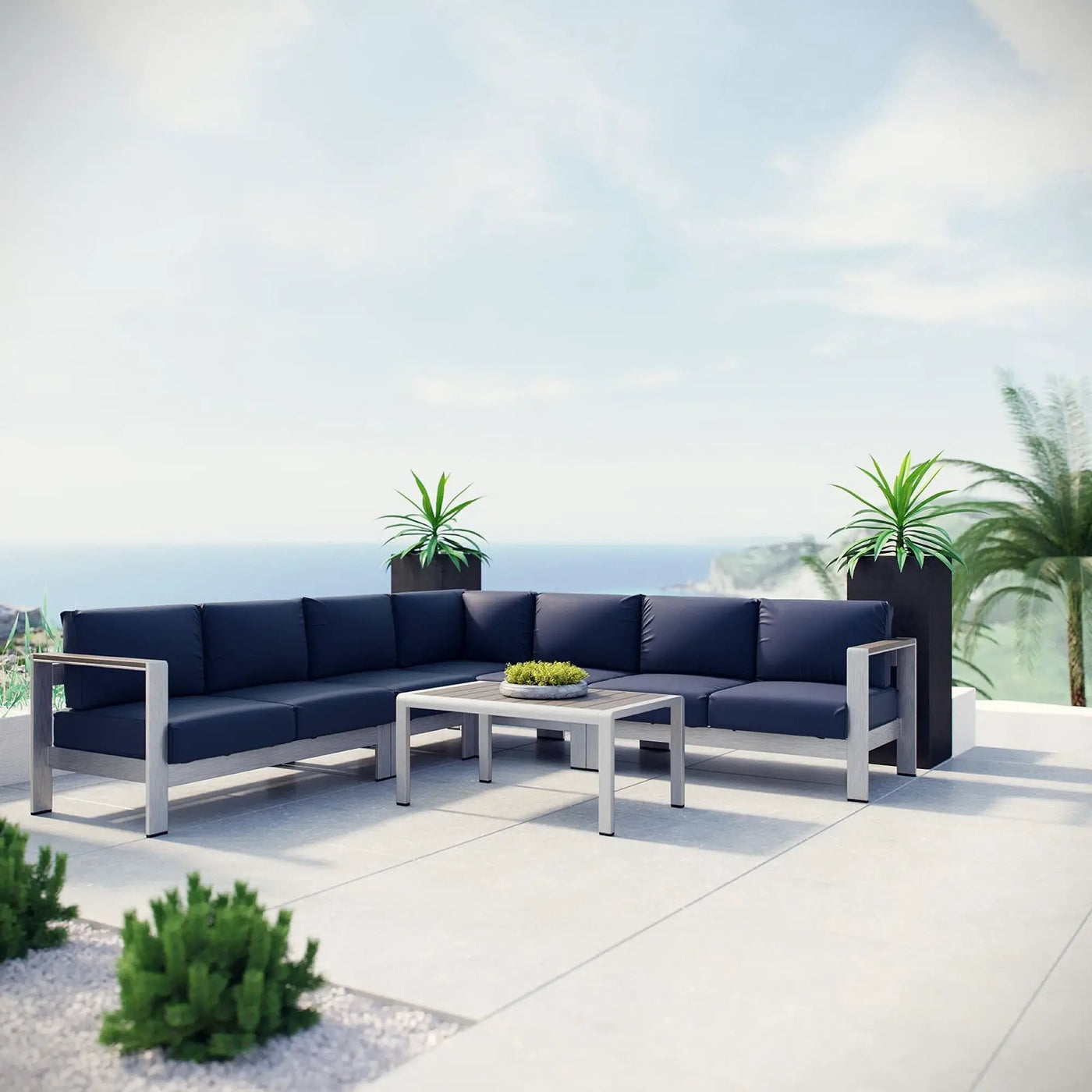 Shore 6 Piece Outdoor Patio Aluminum Sectional Sofa Set by Modway by HouseOfZazla