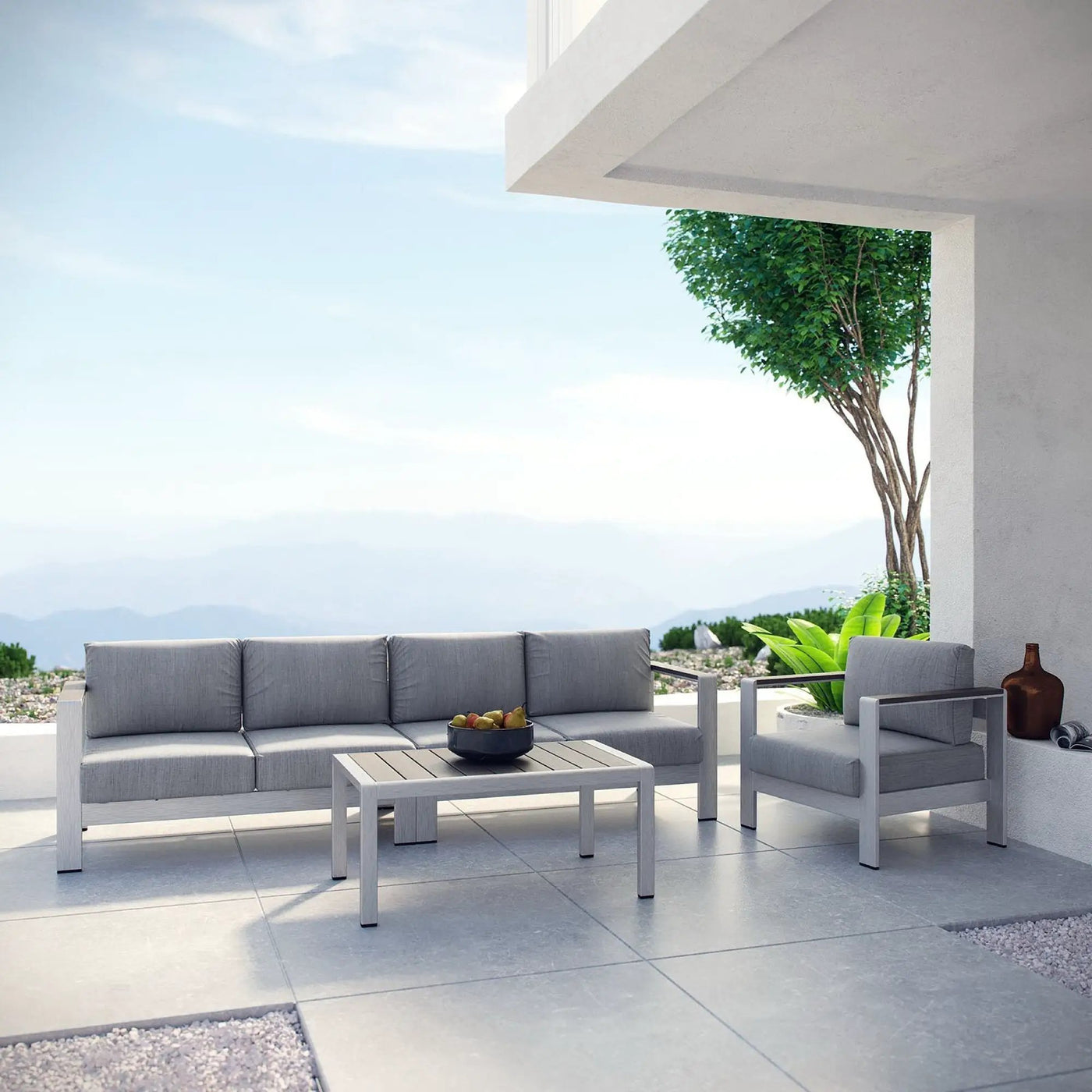 Shore 4 Piece Outdoor Patio Aluminum Sectional Sofa Set by Modway by HouseOfZazla