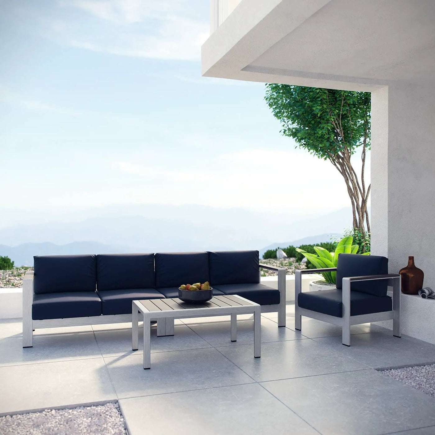 Shore 4 Piece Outdoor Patio Aluminum Sectional Sofa Set by Modway by HouseOfZazla