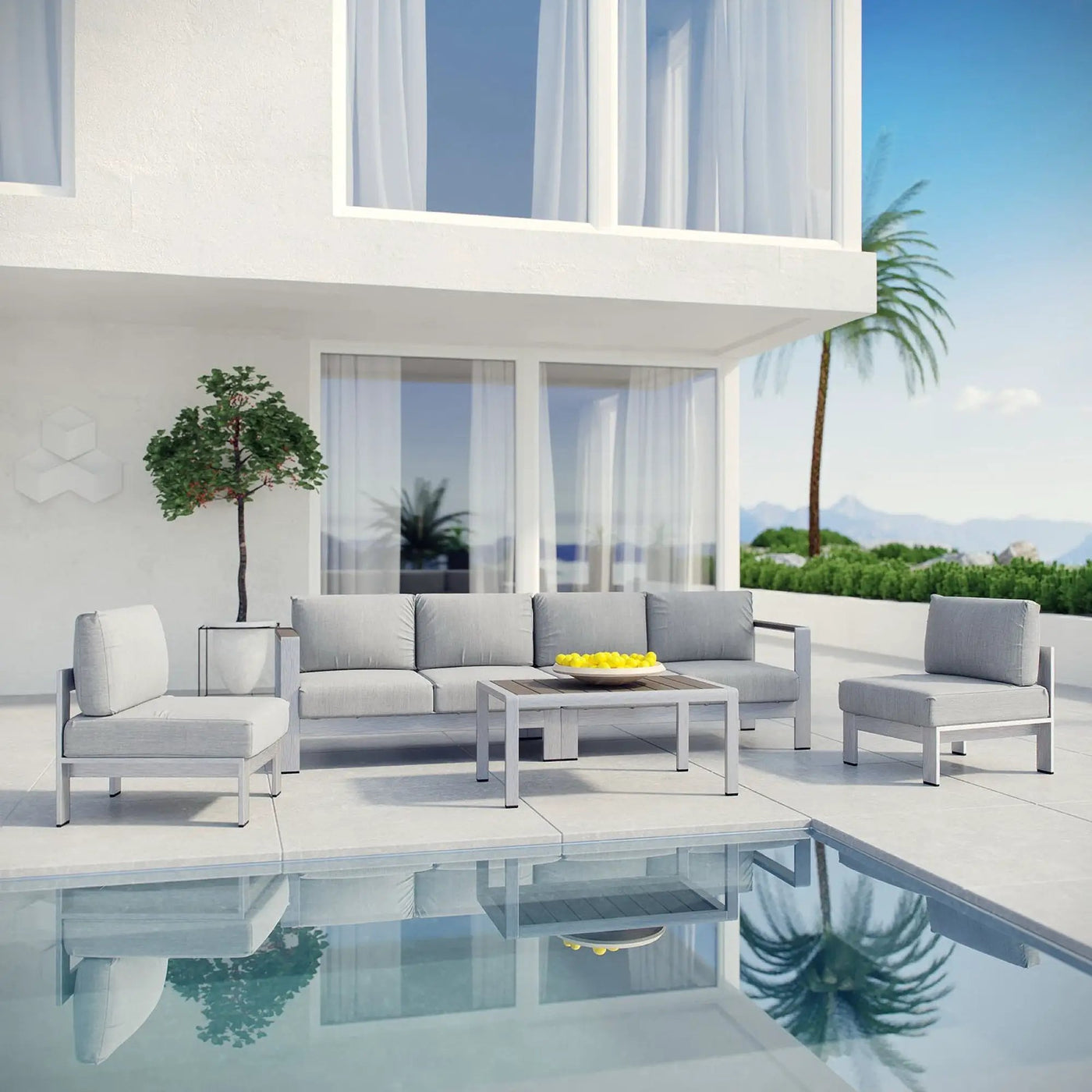 Shore 5 Piece Outdoor Patio Aluminum Sectional Sofa Set by Modway by HouseOfZazla