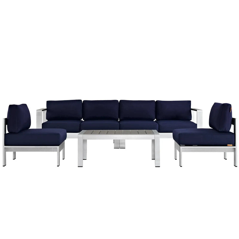 Shore 5 Piece Outdoor Patio Aluminum Sectional Sofa Set by Modway by HouseOfZazla
