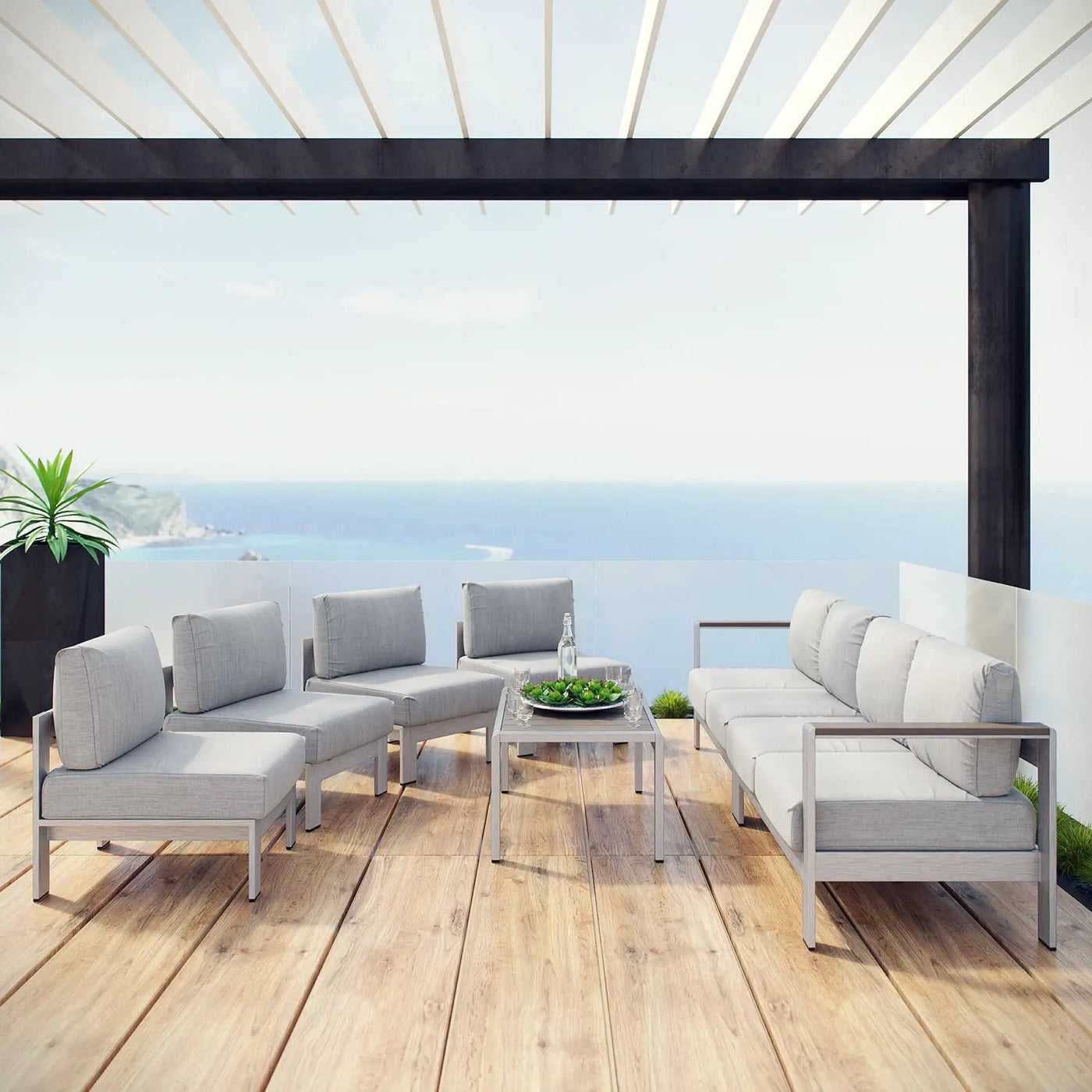 Shore 7 Piece Outdoor Patio Sectional Sofa Set by Modway by HouseOfZazla