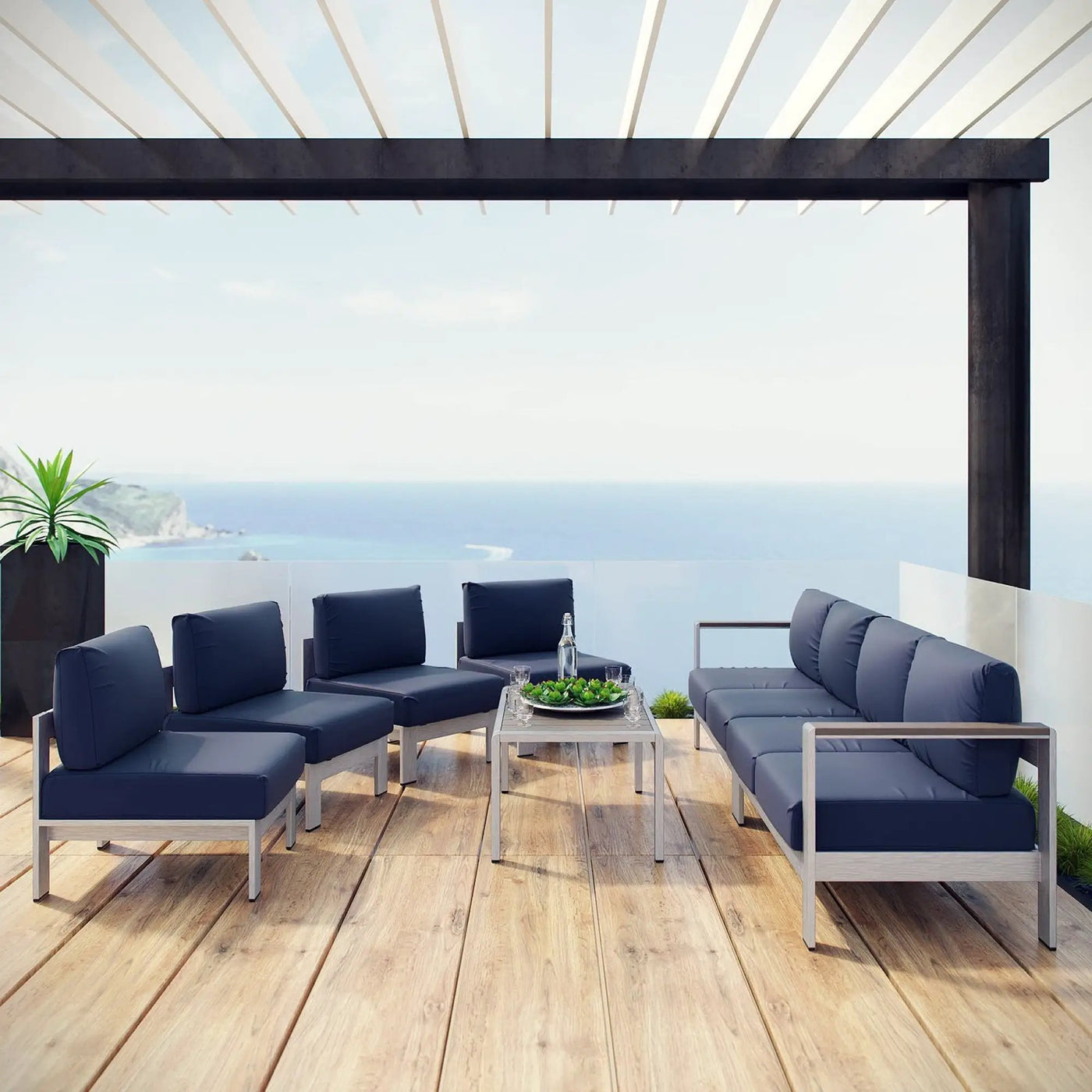 Shore 7 Piece Outdoor Patio Sectional Sofa Set by Modway by HouseOfZazla