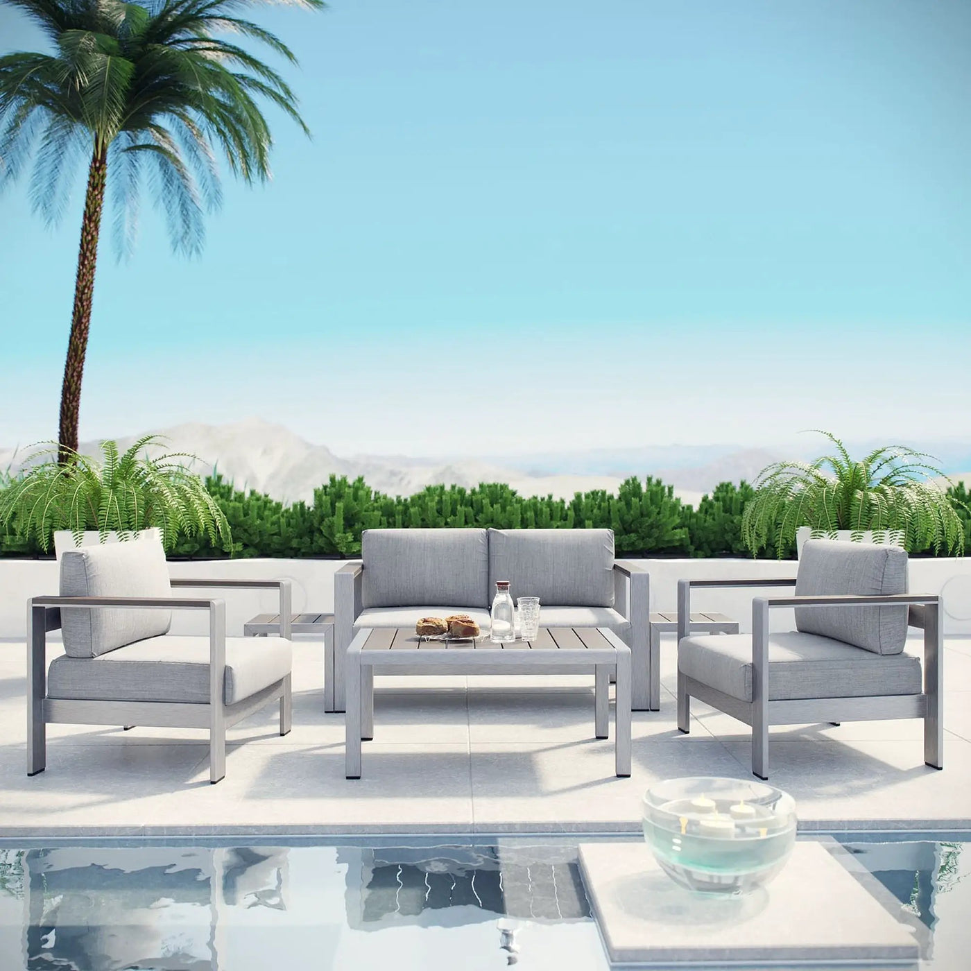 Shore 6 Piece Outdoor Patio Aluminum Sectional Sofa Set by HouseOfZazla