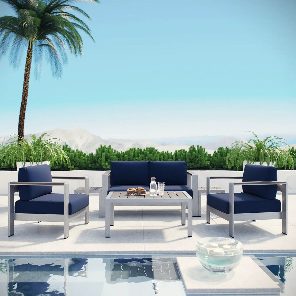 Shore 6 Piece Outdoor Patio Aluminum Sectional Sofa Set by HouseOfZazla