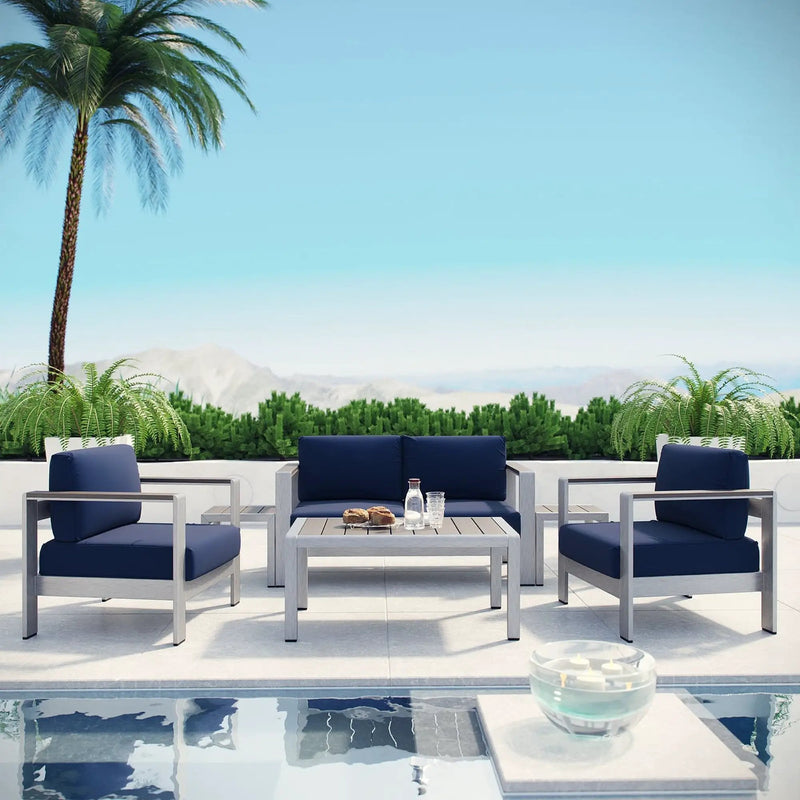 Shore 6 Piece Outdoor Patio Aluminum Sectional Sofa Set by HouseOfZazla