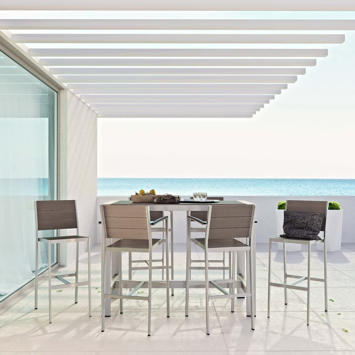 Shore 7 Piece Outdoor Patio Aluminum Dining Set by Modway, photo 22 of 22