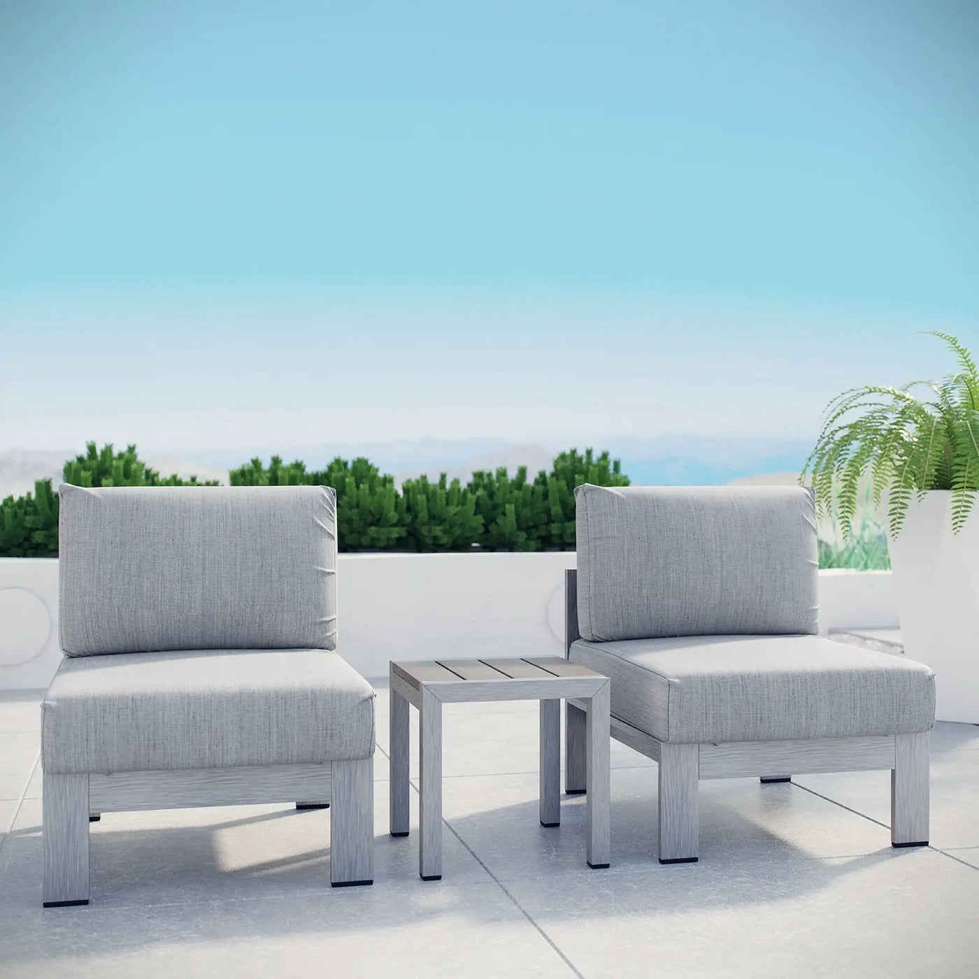 Shore 3 Piece Outdoor Patio Aluminum Sectional Sofa Set by Modway by HouseOfZazla