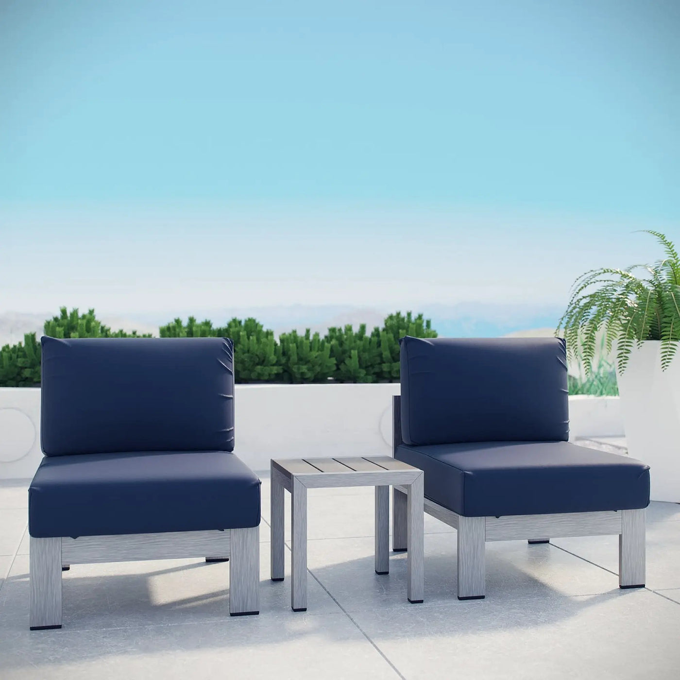 Shore 3 Piece Outdoor Patio Aluminum Sectional Sofa Set by Modway by HouseOfZazla