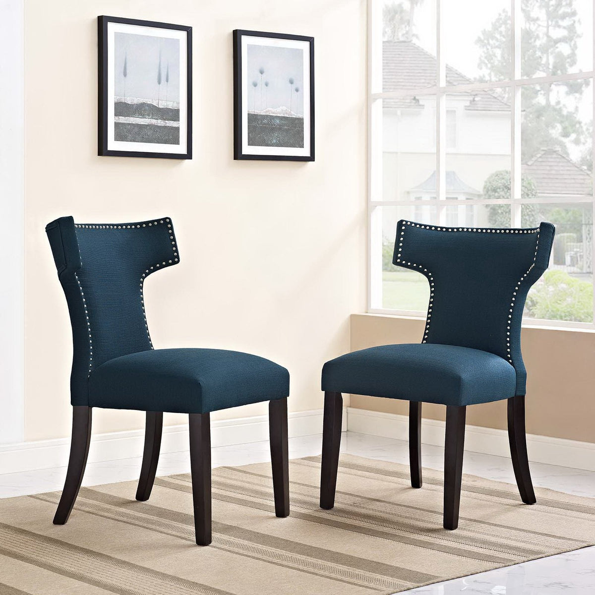 Curve Fabric Dining Side Chair Set of 2 by Modway, photo 5 of 15