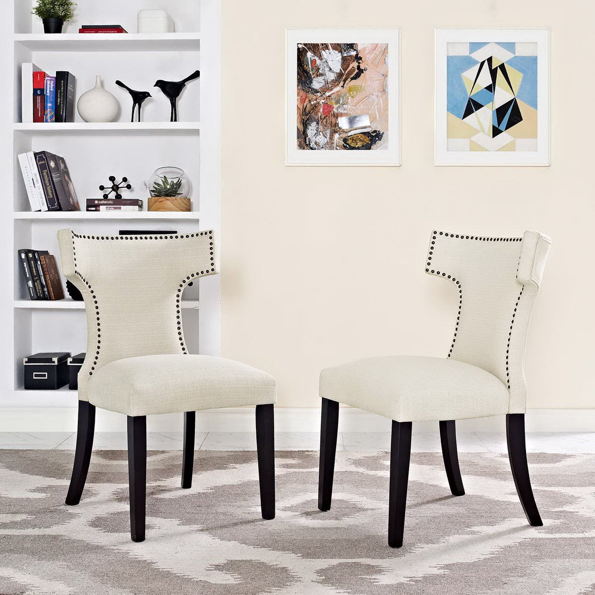 Curve Fabric Dining Side Chair Set of 2 by Modway, photo 10 of 15