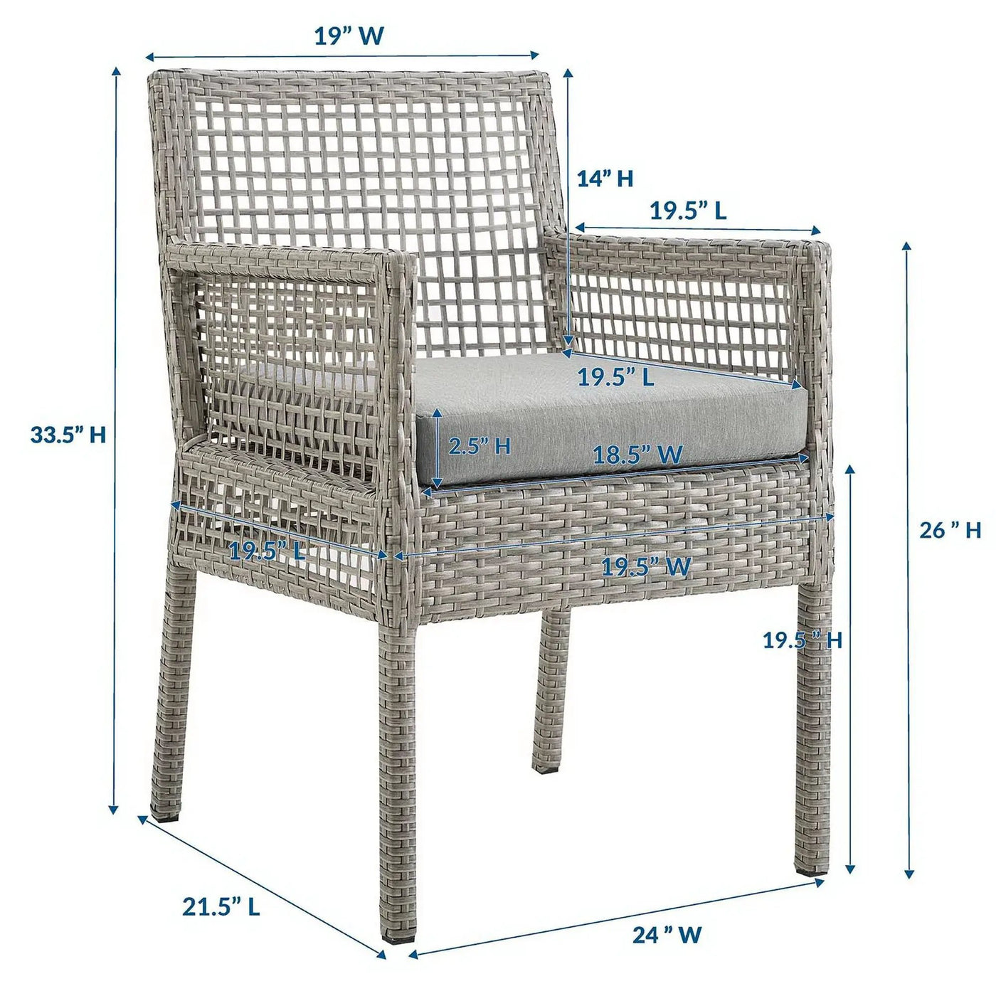 Aura Outdoor Patio Wicker Rattan Dining Armchair by Modway by HouseOfZazla