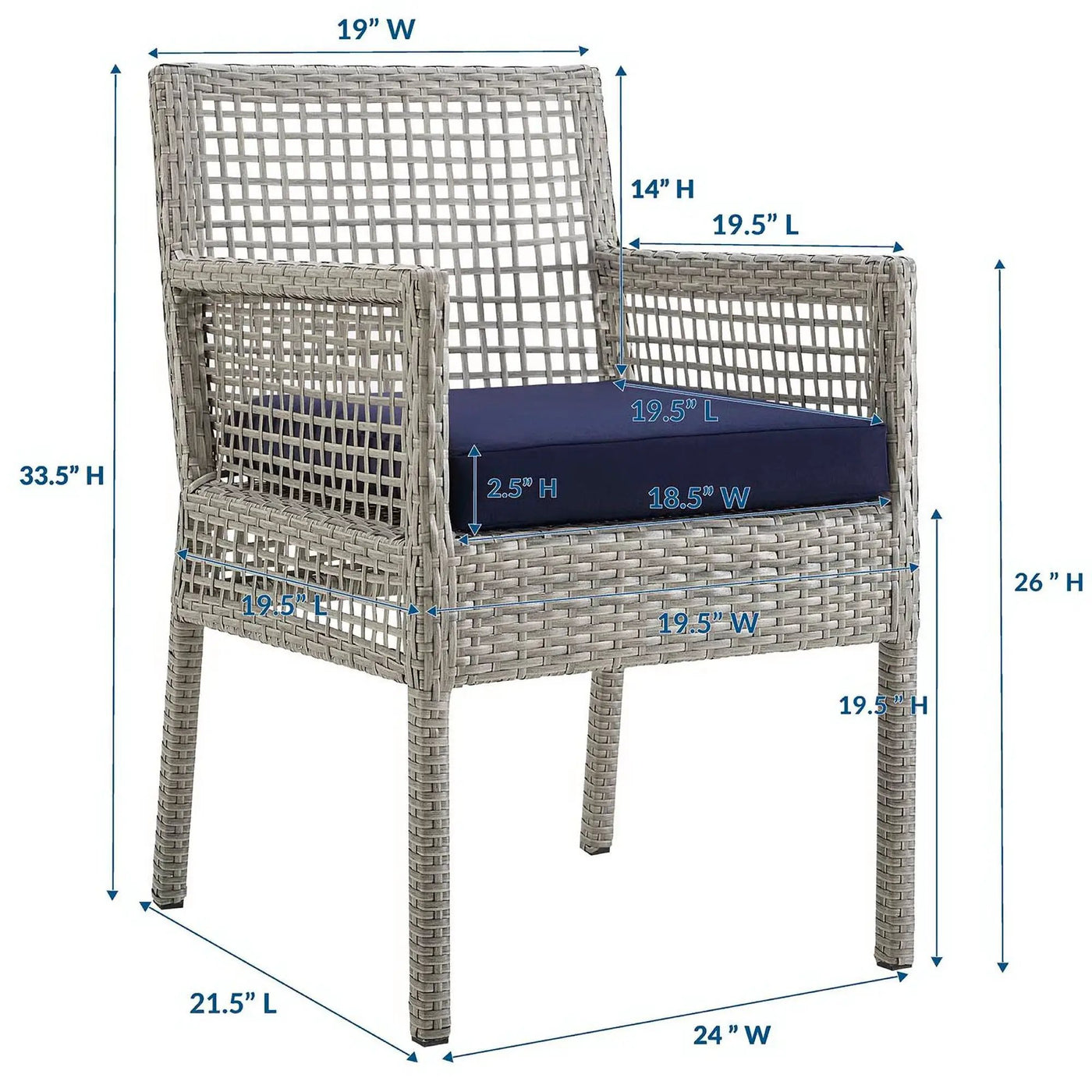 Aura Outdoor Patio Wicker Rattan Dining Armchair by Modway by HouseOfZazla