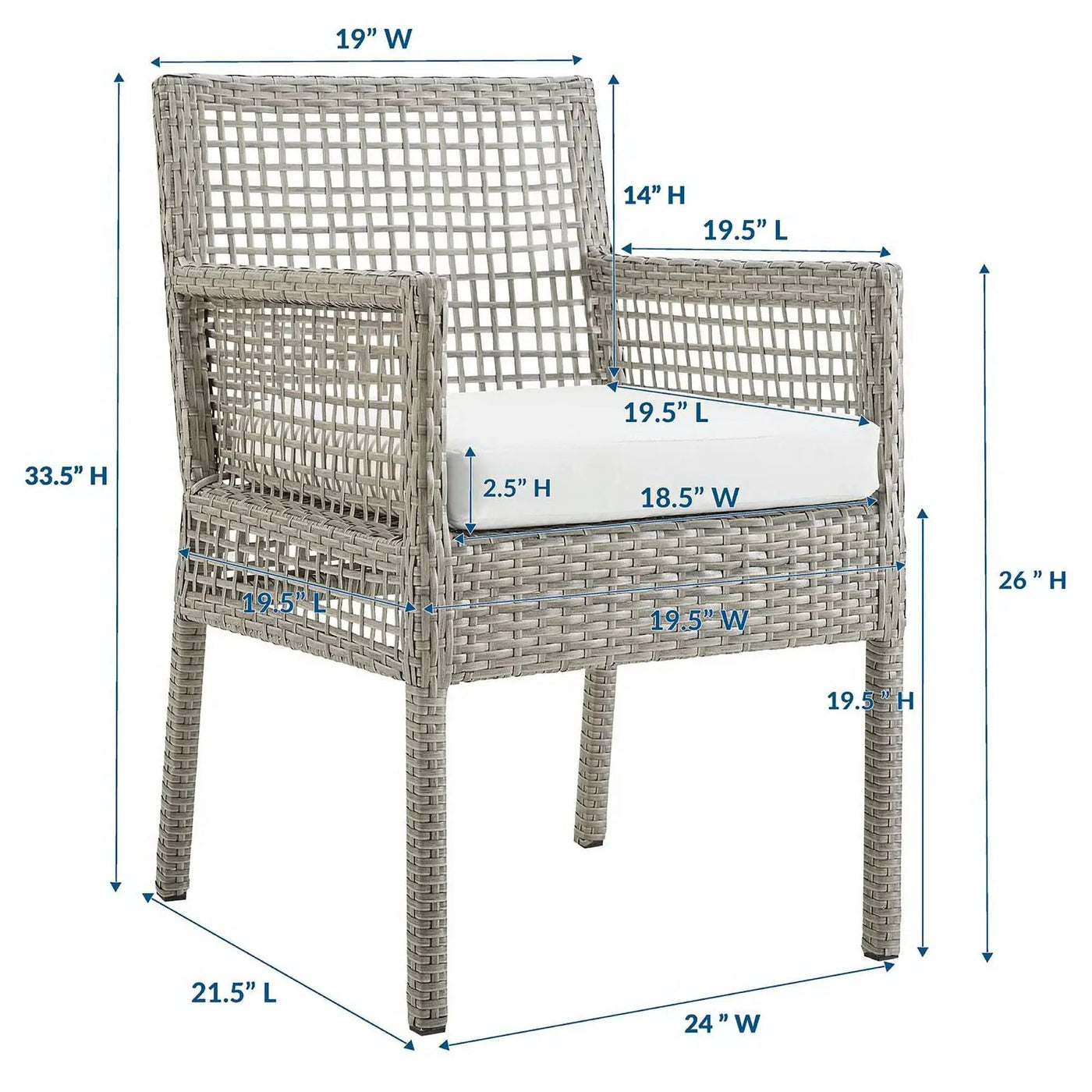 Aura Outdoor Patio Wicker Rattan Dining Armchair by Modway by HouseOfZazla