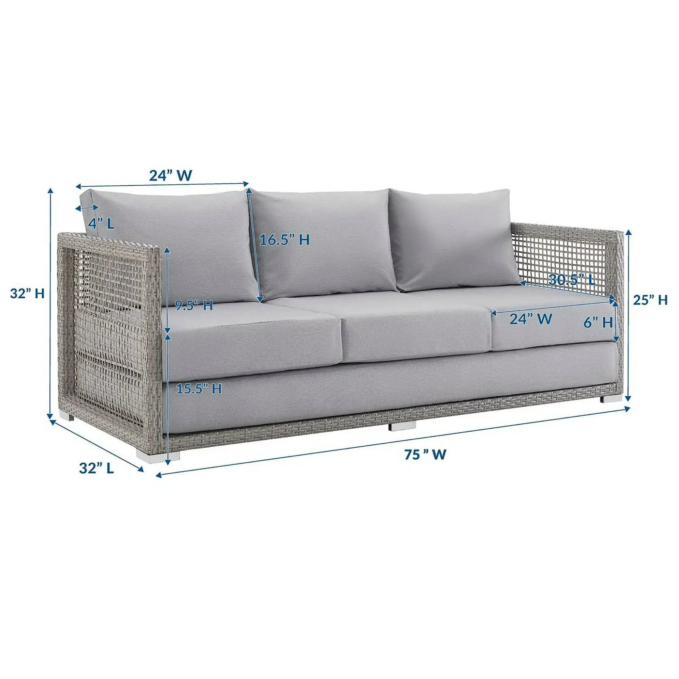 Aura Outdoor Patio Wicker Rattan Sofa by HouseOfZazla
