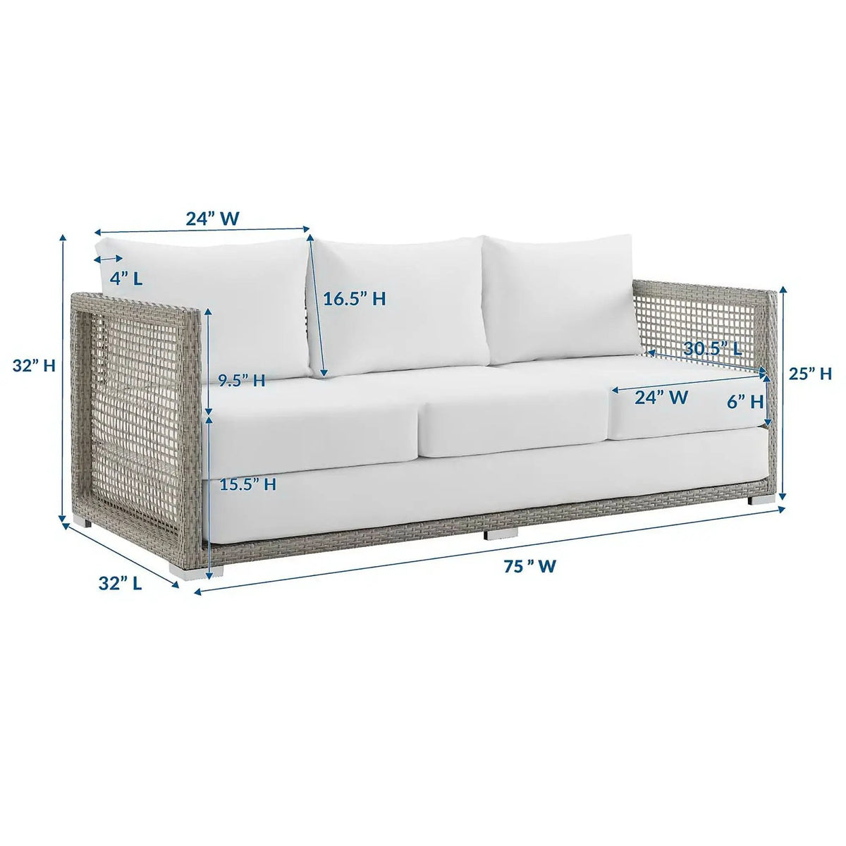 Aura Outdoor Patio Wicker Rattan Sofa by HouseOfZazla