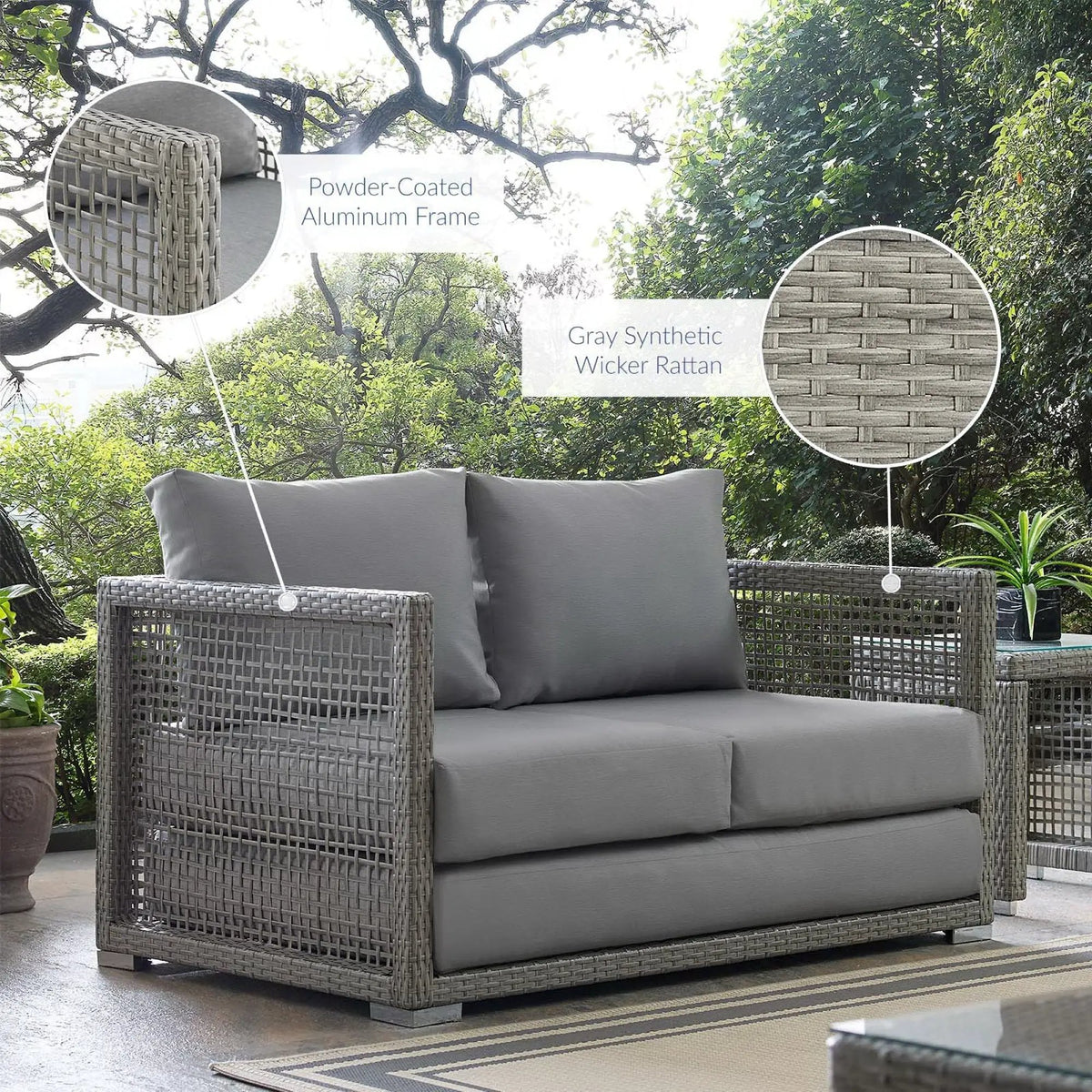 Aura Outdoor Patio Wicker Rattan Loveseat by Modway by HouseOfZazla