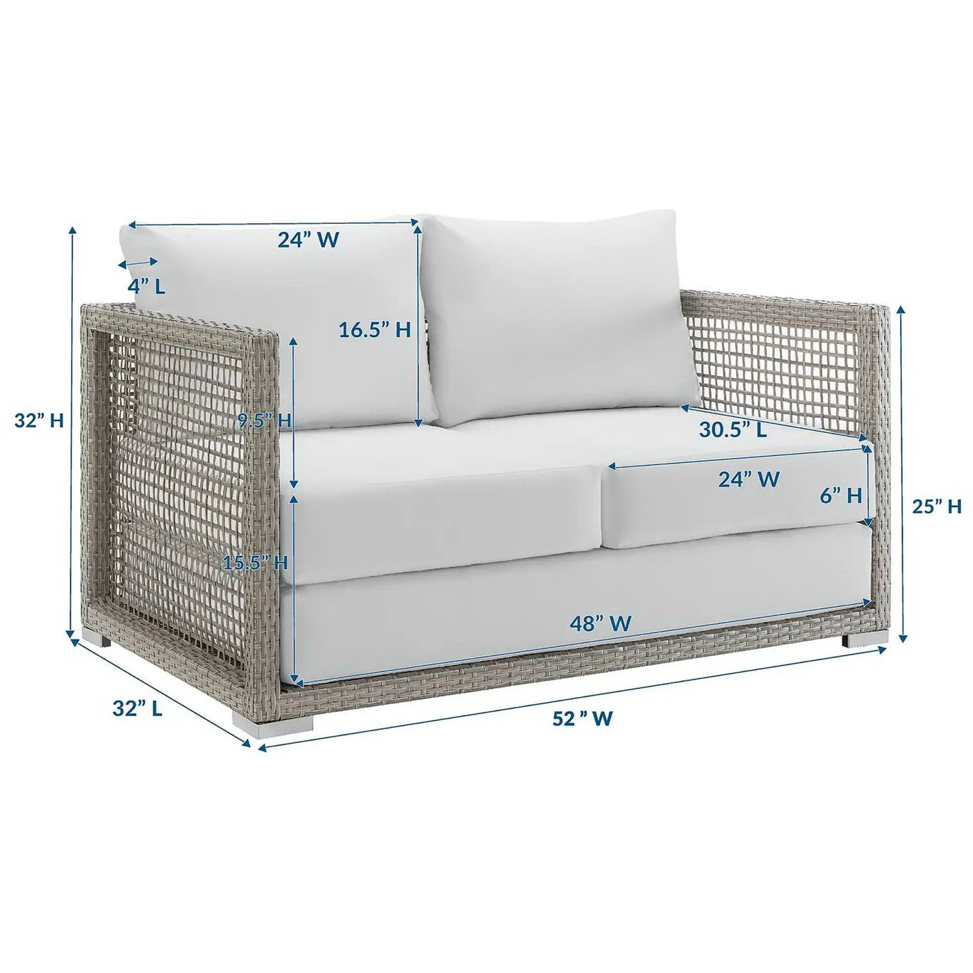Aura Outdoor Patio Wicker Rattan Loveseat by Modway by HouseOfZazla
