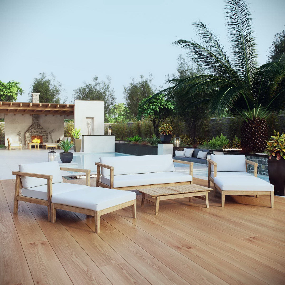 Bayport 6 Piece Outdoor Patio Teak Set by Modway, photo 14 of 21